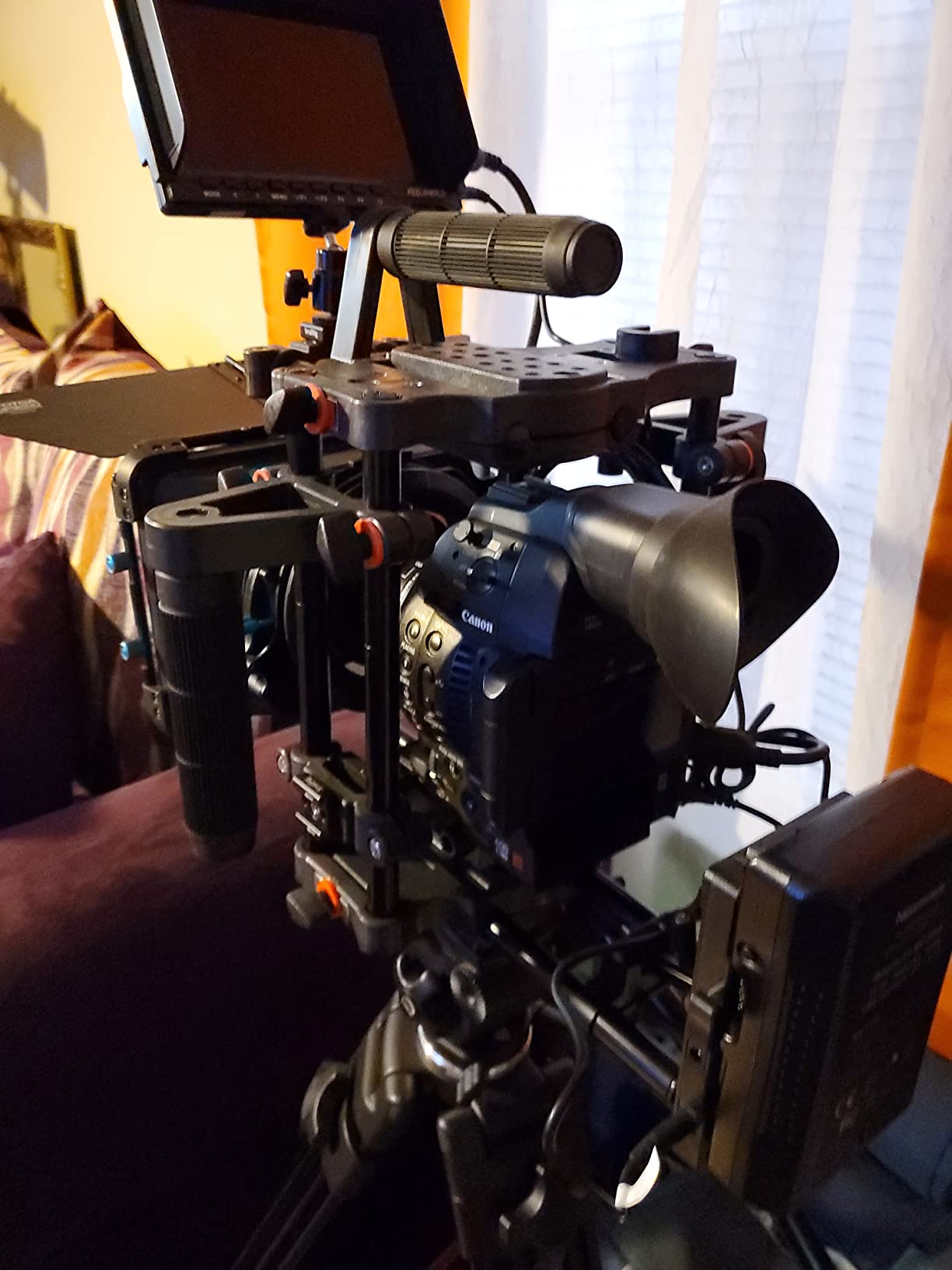 FC-CTH Power Camera Cage with Top Handle, Side Grips & 15mm Rods | Quick-release baseplate with cold shoe mount, work with DSLR cameras up to 17.4 × 16.4 cm inner cage size customer photo 1