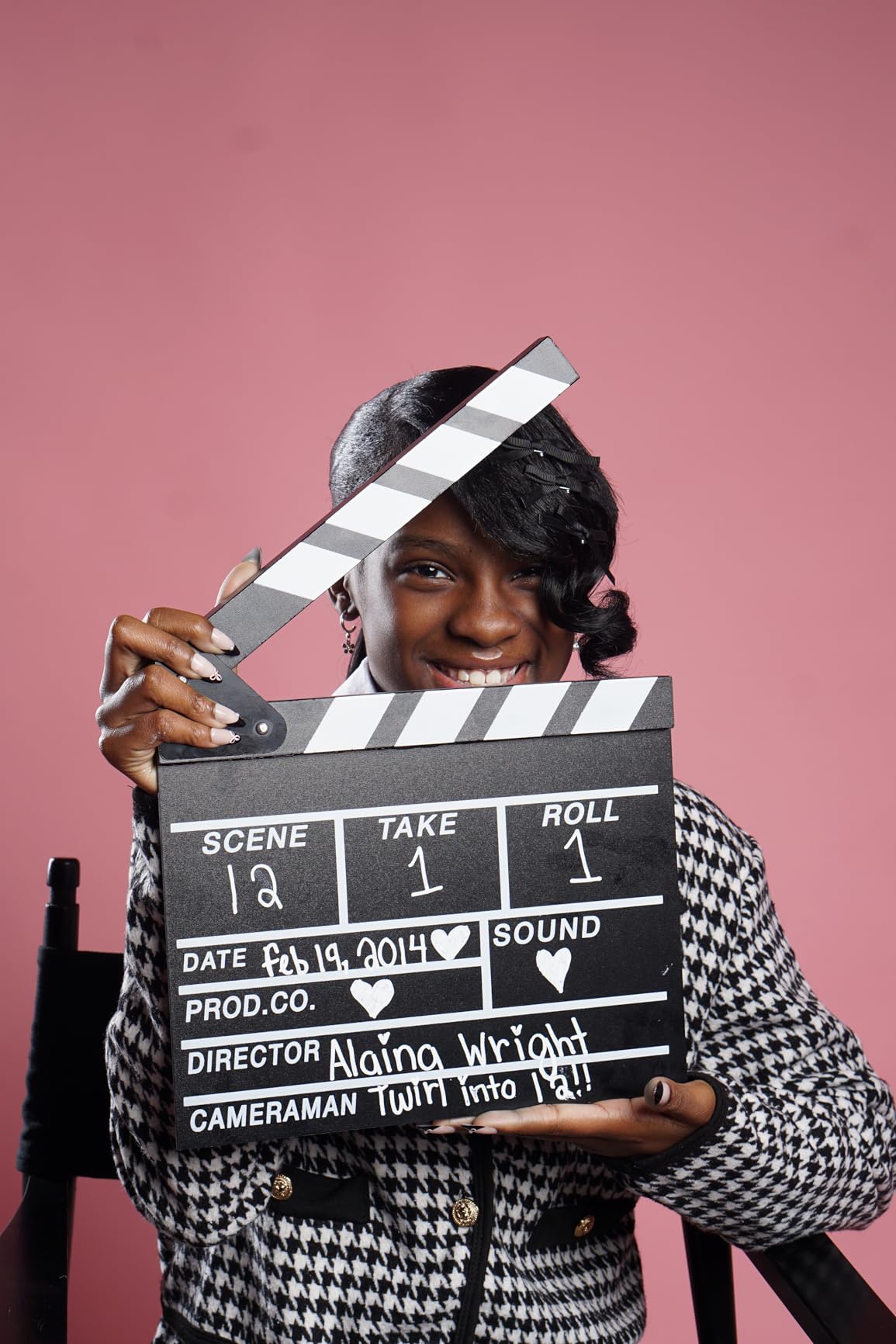 Movie Film Clap Board, Hollywood Clapper Board Wooden Film Movie Clapboard Accessory with Black & White, 12