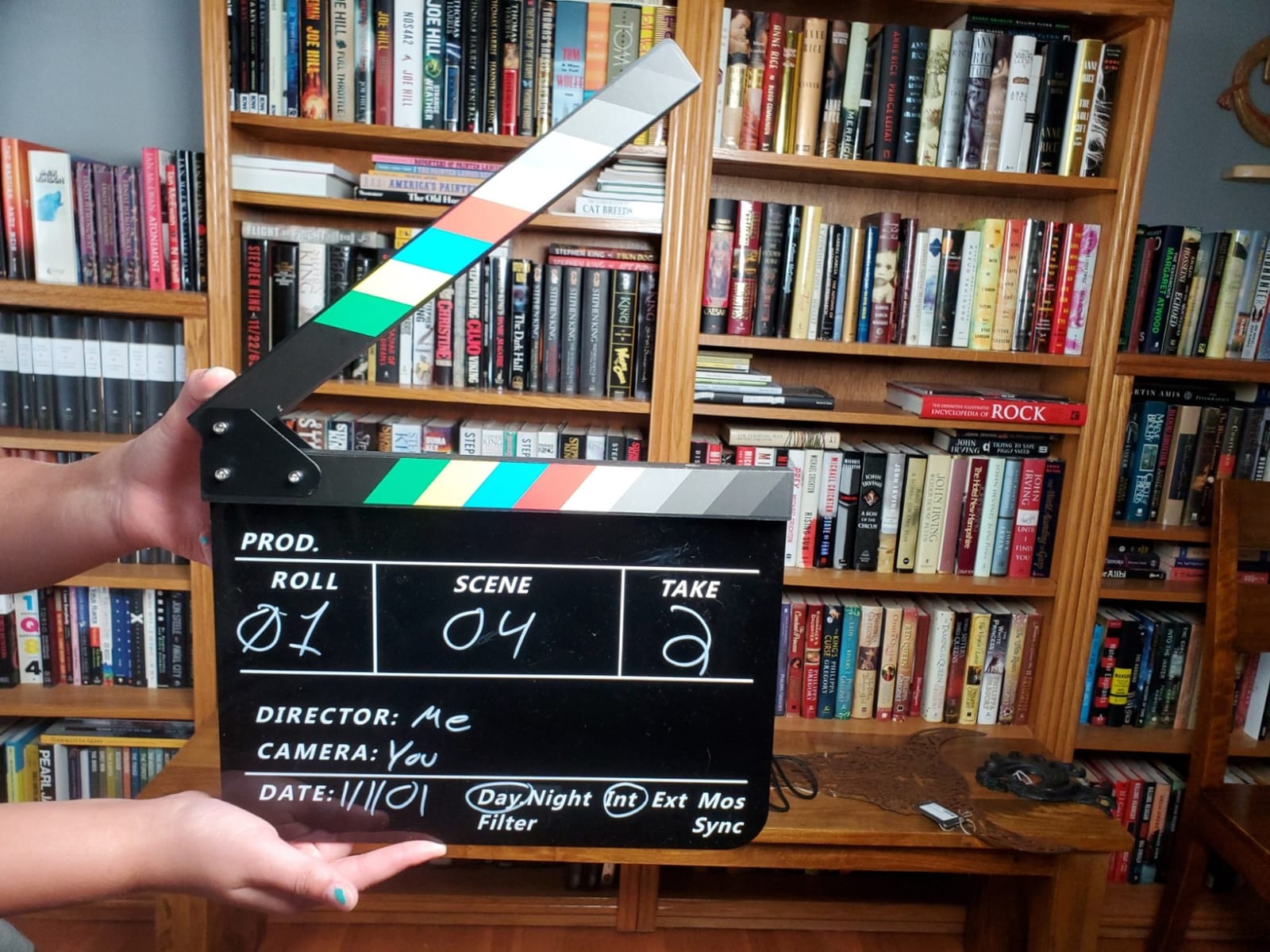 Acrylic Film Clapper Board -12 x 10in Film Slate Clapperboard Movie Theater Decor Clapboard with a Magnetic Blackboard Eraser, Two Custom Pens, Cleaning Cloth and Hexagonal Wrench customer photo 1