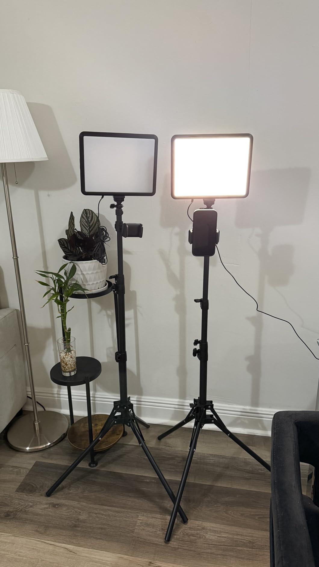 2-Pack LED Video Light Kit, NiceVeedi Studio Light, 2800-6500K Dimmable Photography Lighting Kit with Tripod Stand&Phone Holder, 73