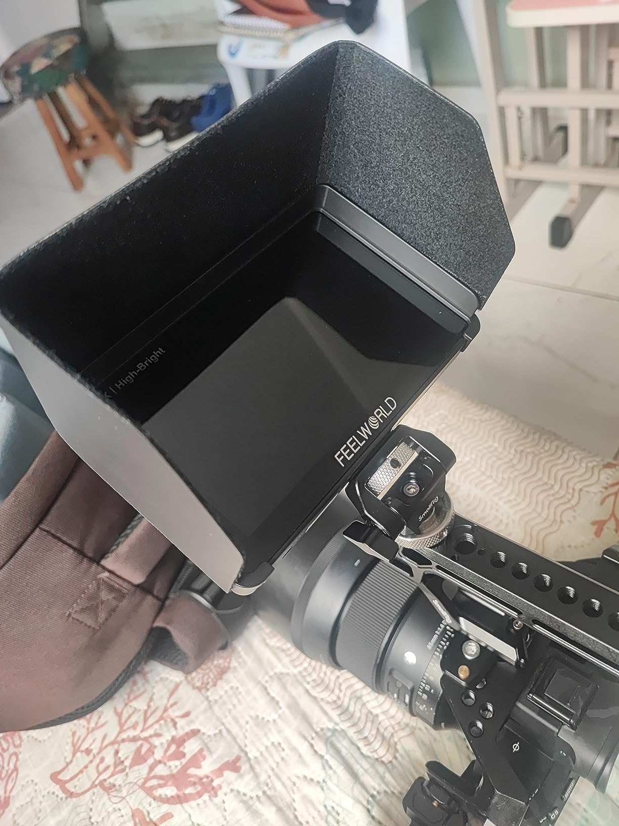 FeelWorld F6 Pro 5.5 Inch 1600nits High Bright Camera Field Monitor with Touch 4K HDMI 3D LUT Waveform, Sunshade Hood and Battery Included customer photo 2