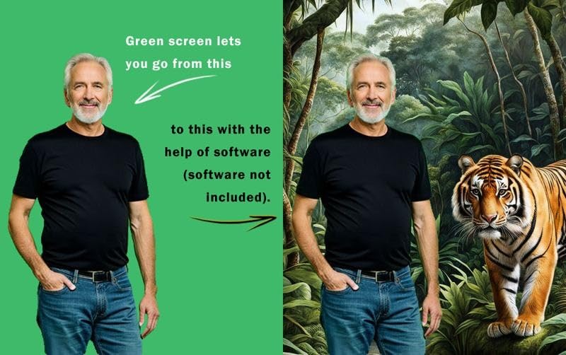 Forlogic Green Screen Backdrop Kit with Stand, 8x5.3ft Portable GreenScreen Background Stand for Streaming Video and Photography Shoots customer photo 2