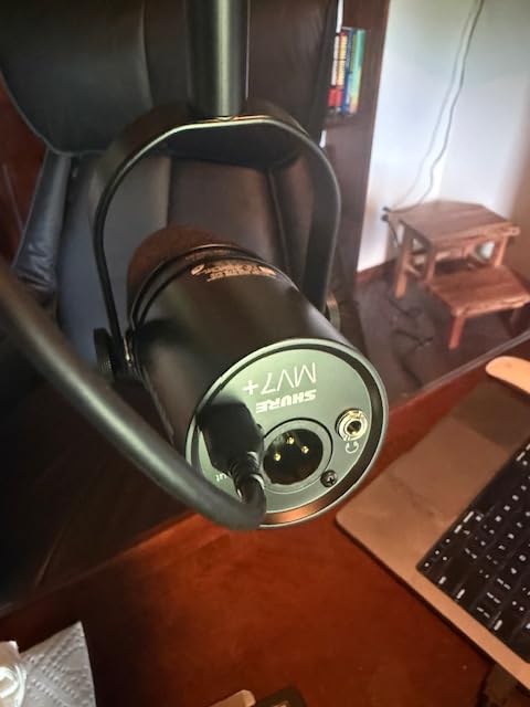 Shure MV7+ USB-C & XLR Podcast Dynamic Mic with Stand - Black | OBS-certified USB-C and XLR dynamic mic with stand, LED touch panel, auto level and pop filter for podcasting customer photo 1
