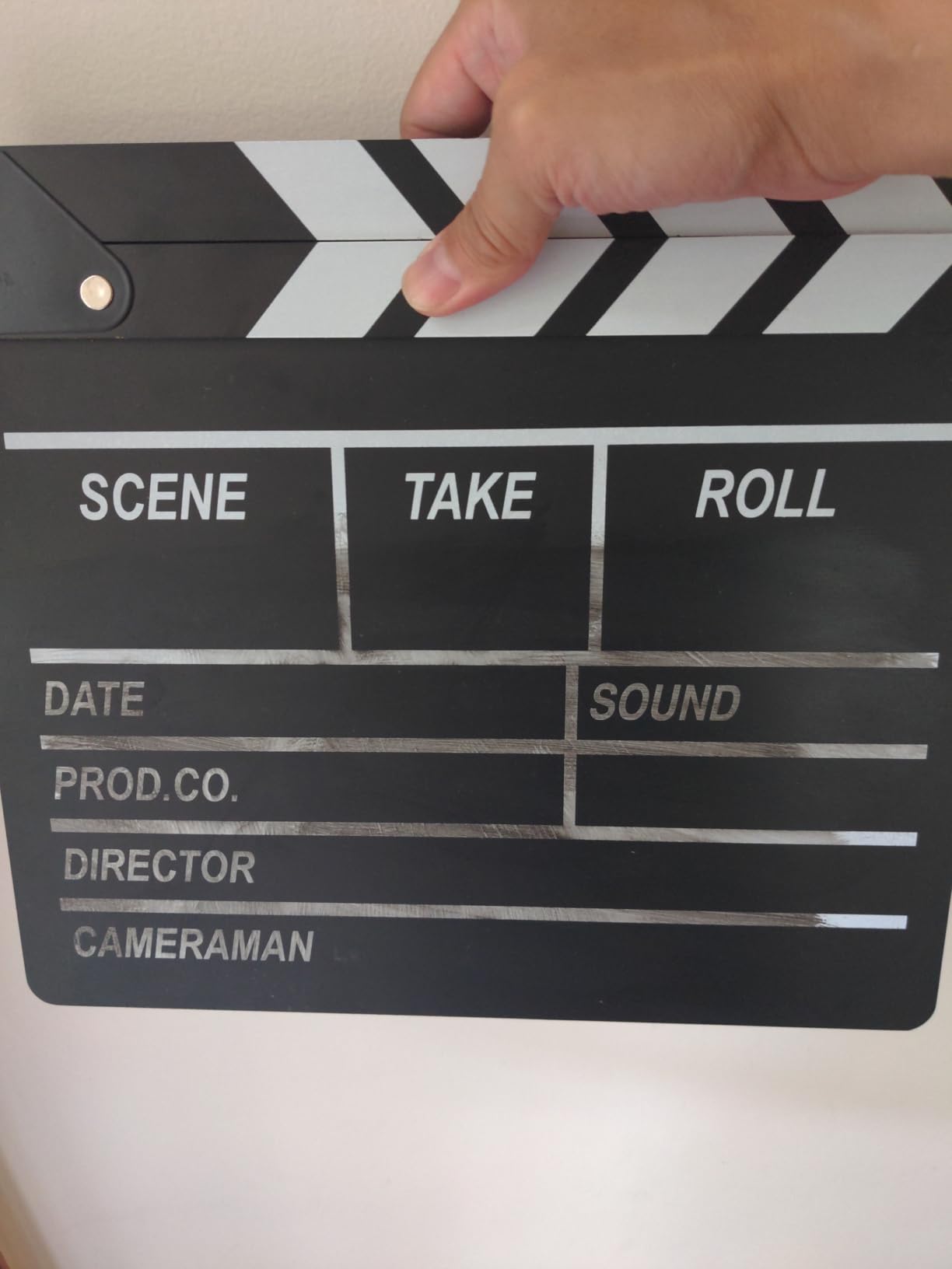 Movie Film Clapboard Hollywood Wooden-Clapper Board Directors Photography Studio Video TV Clapper Board with Erasable Pen Movie Theater Props Decor，Black Clap Board 10.5 X 11.7 inches (Black) customer photo 1