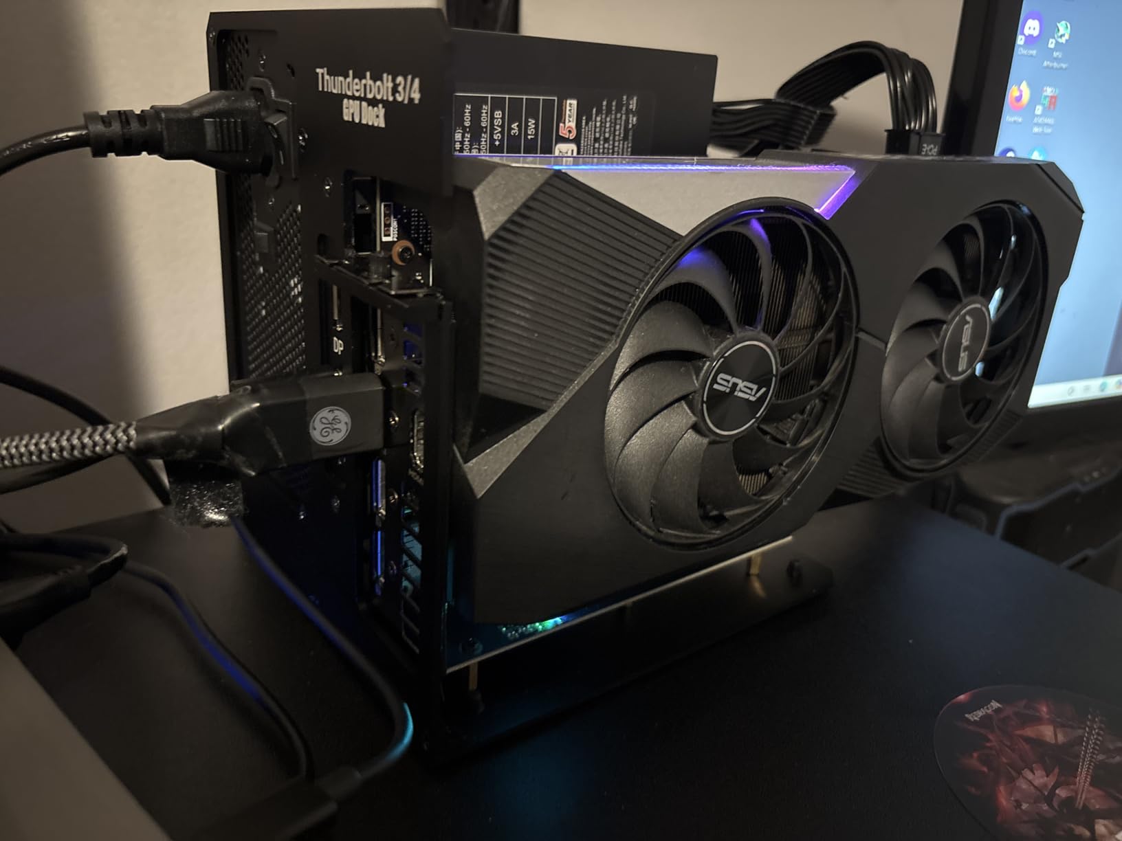 eGPU Enclosure Thunderbolt 3/4 USB4 40Gbps PD 85W Charging External GPU Dock Compatible with NVIDIA/AMD Graphics Cards on Win 10/11 Linux System, ATX Power Supply (MK-L18) customer photo 2