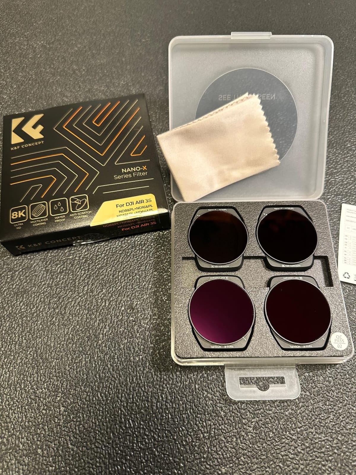 K&F CONCEPT ND PL Filter Set for DJI Air 3S, 4Pack ND8/PL ND16/PL ND32/PL ND64/PL Neutral Density Polarizer Multi-Function Filters Drone Accessories, HD Optical Glass/Multi-Coated/Gimbal Safe customer photo 2