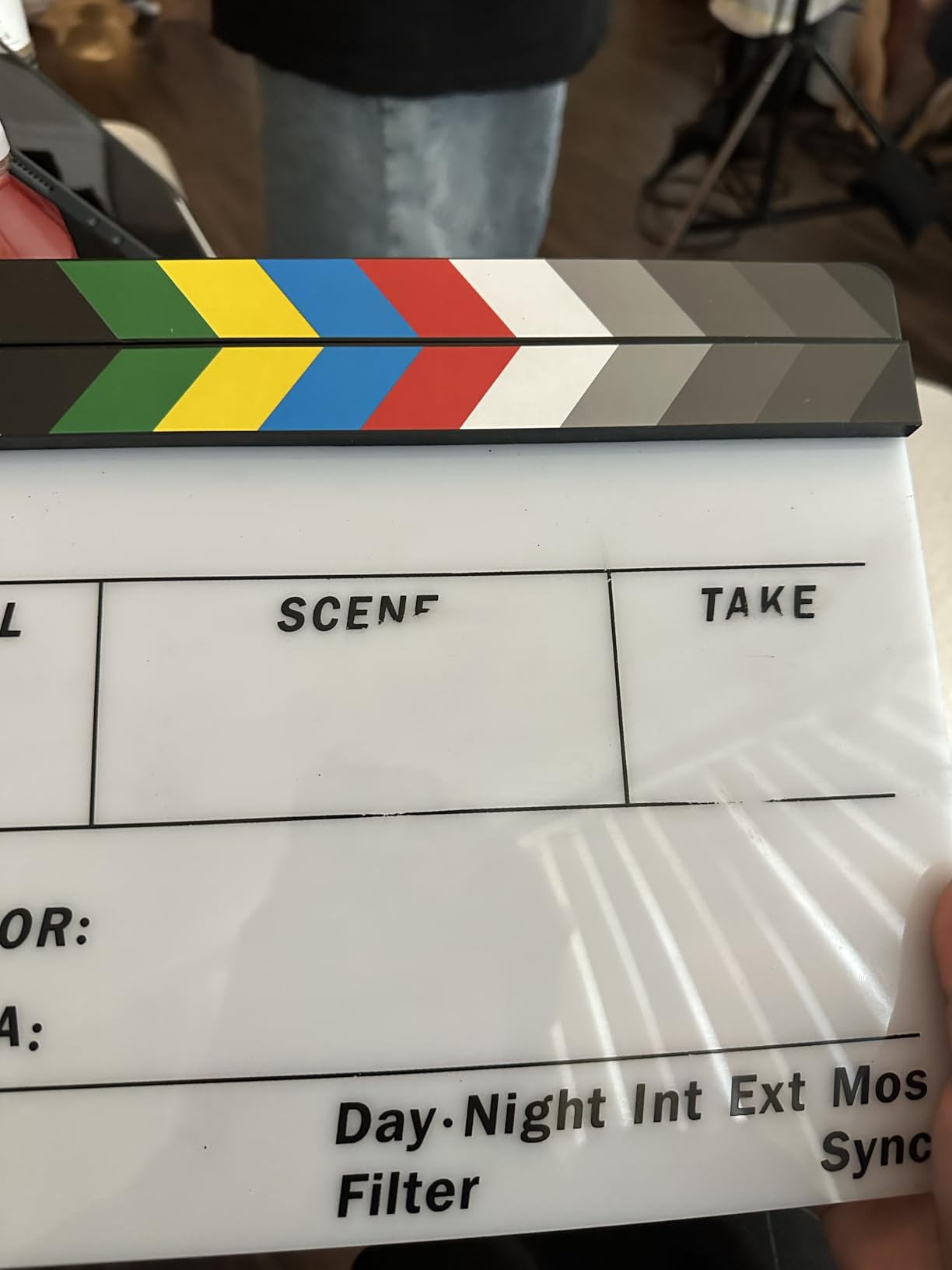 ALLZEDREAM Acrylic Directors Clapboard Film Clapper Board Cut Action Scene Slates with 2 Dry Erase Whiteboard Pens, Multicolor customer photo 1