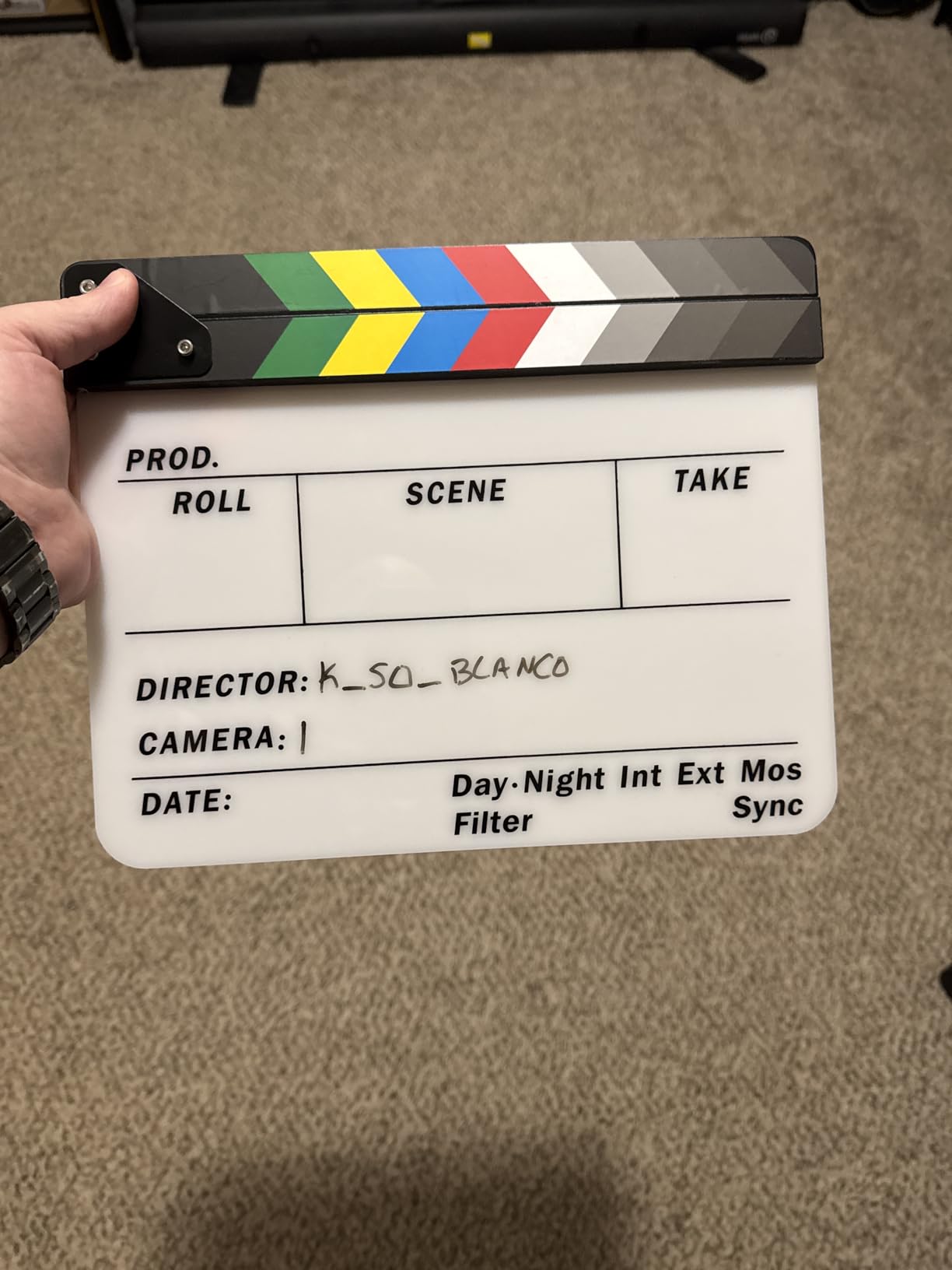ALLZEDREAM Acrylic Directors Clapboard Film Clapper Board Cut Action Scene Slates with 2 Dry Erase Whiteboard Pens, Multicolor customer photo 2