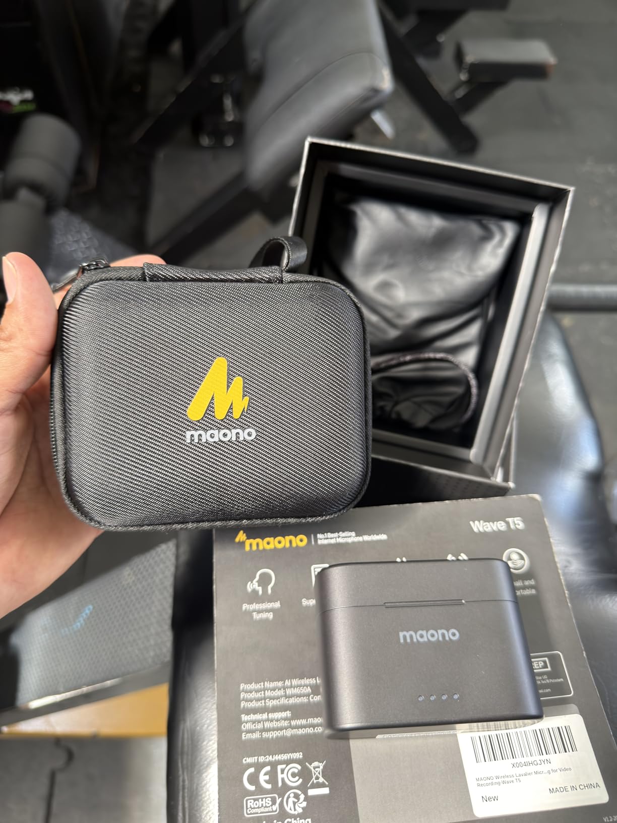 MAONO Wave T5 Mini Magnetic Wireless Lavalier Microphone for Content Creators Video Recording - AI Noise Cancellation, 48kHz/24bit, 4 Voice Filters, 40H, 1000ft Range for iPhone/Android/Camera/PC customer photo 1