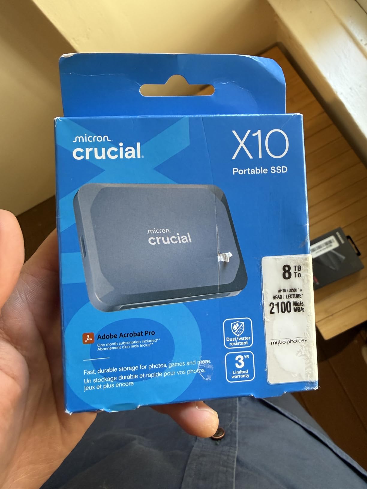 Crucial X10 2TB Portable SSD, Up to 2,100MB/s, USB 3.2 USB-C, External Solid State Drive, Compatible with Windows, Mac & Android, Durable Storage for Games, Photos & Files, Blue - CT2000X10SSD9-02 customer photo 1