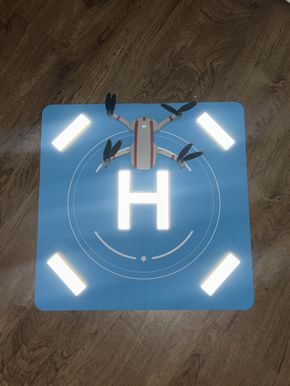 FPVtosky Nighttime Reflective Drone Landing Pad, Fast-fold Double Sided Waterproof Landing Pad Weighted for DJI Lito X1/Mini 5 Pro/4/3 Pro/Mini 4k/Mavic 4/Air 3s/Avata 2/Neo/Flip customer photo 1