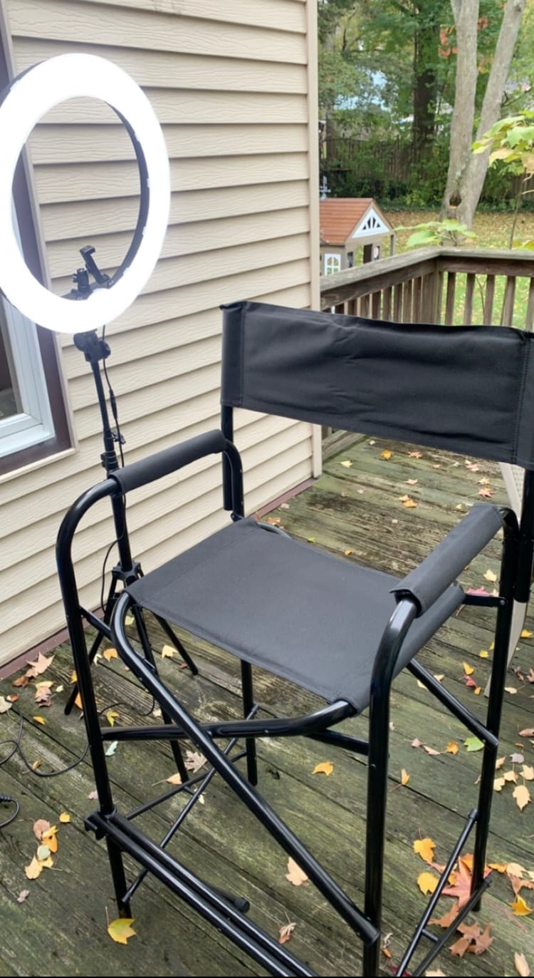 E-Z UP Tall Directors Chair, Seat 31” High, Padded Armrests and Storage Bag, Black customer photo 2