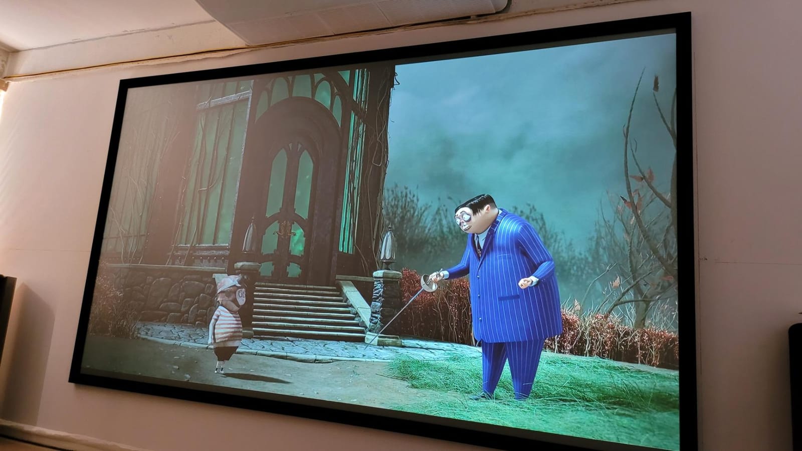 Elite Screens Ceiling and Ambient Light Rejecting Fixed Frame Projector Screen Sable Frame CineGrey 3D, 100-inch Diagonal 16:9 for Home Theater, Movie and Office Presentations, ER100DHD3 customer photo 2