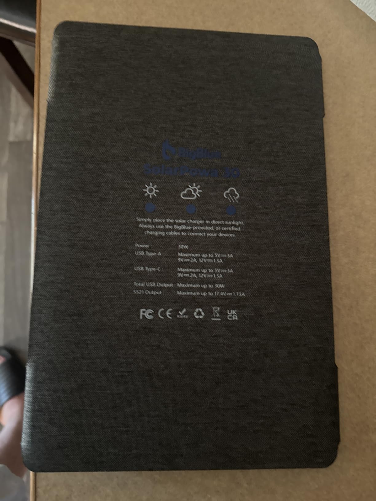 BigBlue 28W High-Efficiency Solar Panel Charger with Dual USB-C and USB-A customer photo 1