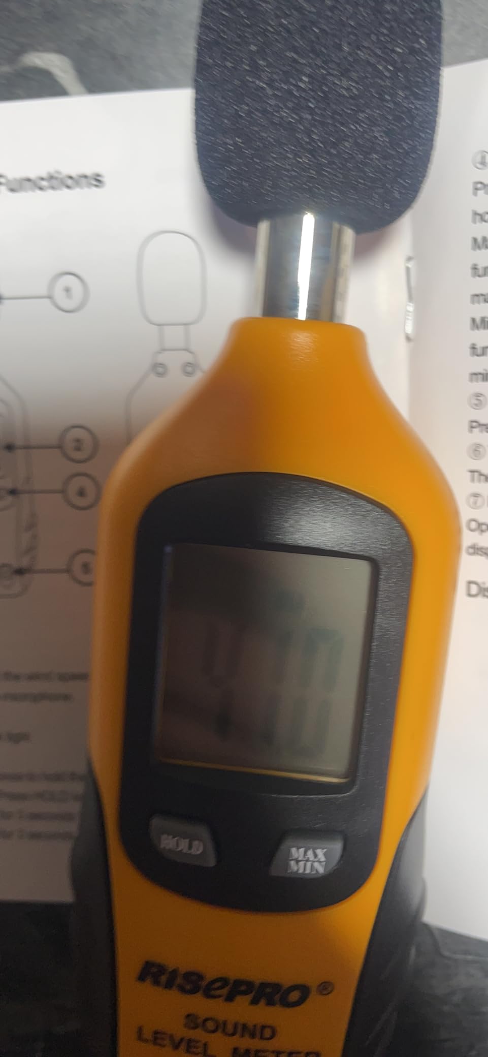 Decibel Meter, RISEPRO® Digital Sound Level Meter 30 – 130 dB Audio Noise Measure Device Backlight MAX/MIN, Data Hold Auto Power Off Dual Ranges HT-80A customer photo 1