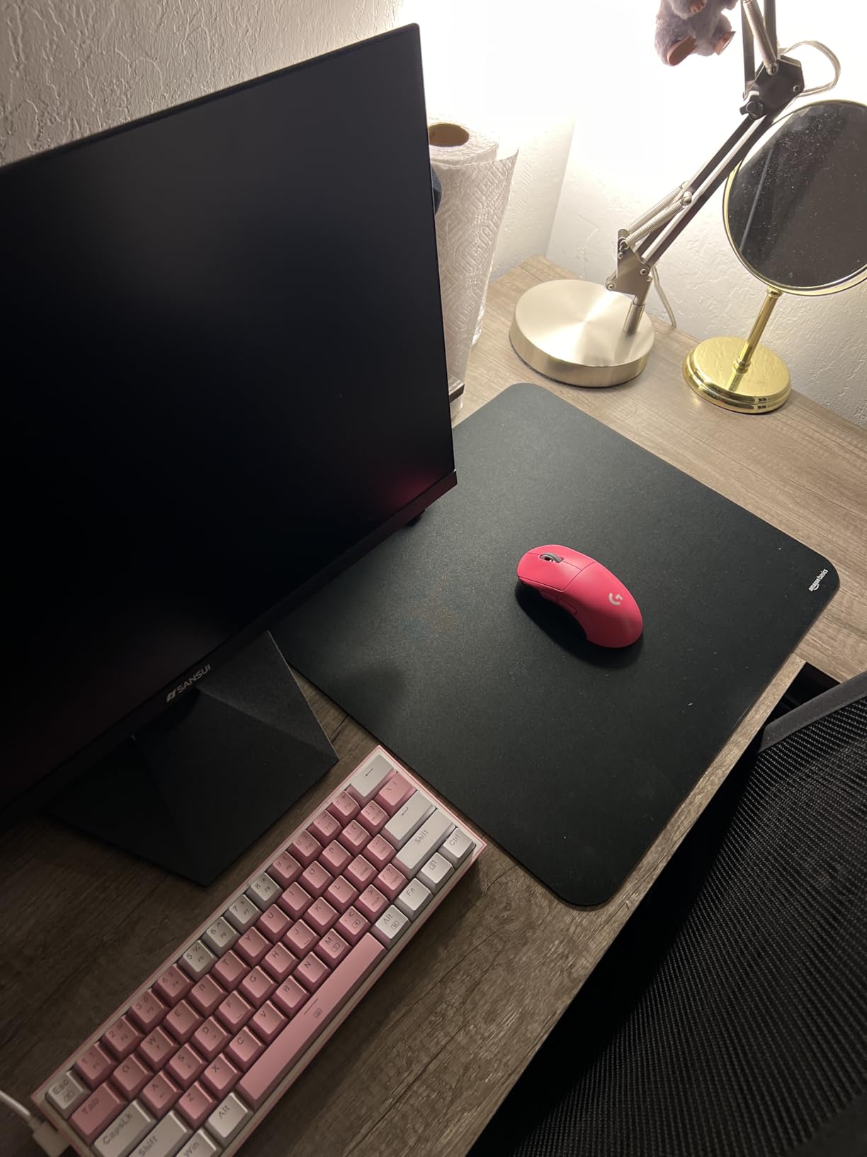 Amazon Basics Large Extended Computer Rectangular Mouse Pad, 16.7 x 35.7 inch, Black customer photo 1