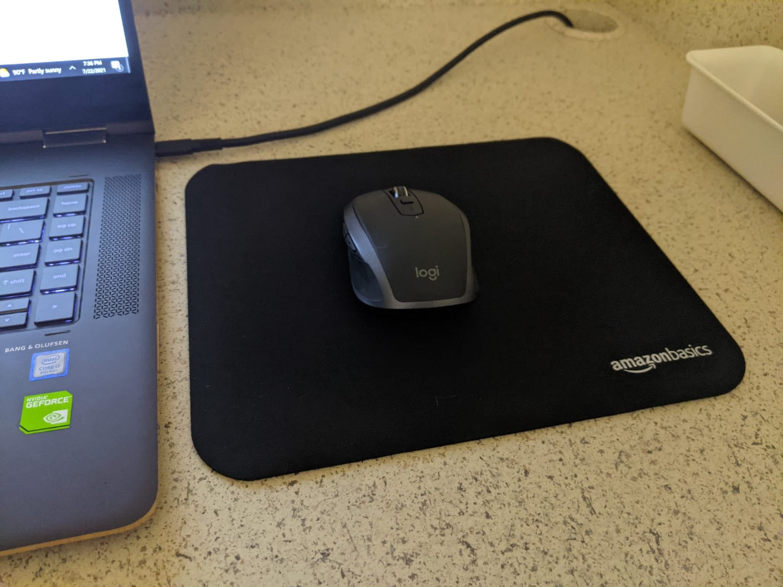 Amazon Basics Large Extended Computer Rectangular Mouse Pad, 16.7 x 35.7 inch, Black customer photo 2