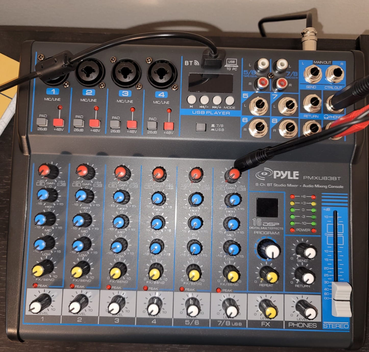 Pyle 8 Channel DJ Audio Mixer, Bluetooth, DSP FX, USB, Audio Interface customer photo 1