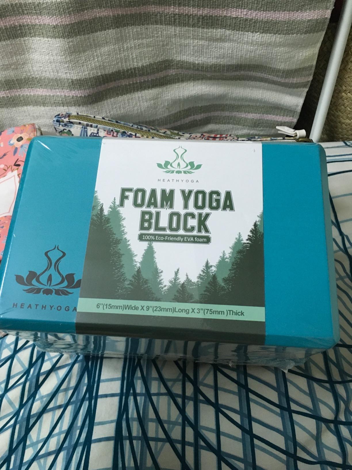 Heathyoga Yoga Blocks 2 Pack with Strap, High Density EVA Foam Yoga Block and Yoga Strap Set to Support and Improve Poses and Flexibility customer photo 1