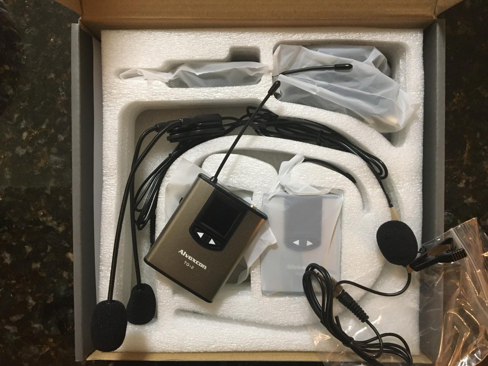 Alvoxcon UHF Dual Channel Wireless Lavalier Microphone System with Volume Control for iPhone, DSLR, PA Speaker, YouTube, Podcast, Video Recording, Conference, Vlogging, Church, Interview, Teaching customer photo 2