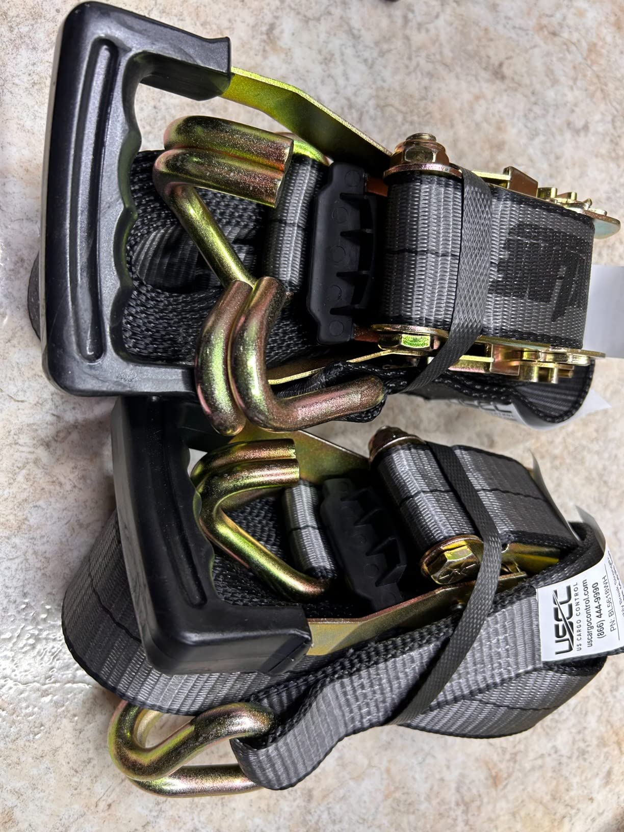 US Cargo Control Blackline Ratchet Straps Heavy Duty (2-Pack), 2 Inch x 18 Foot Black Ratchet Straps with Double J Hooks, 13,000 LBS Break Strength, Heavy Duty Tie Downs for Trucks and Trailers customer photo 2