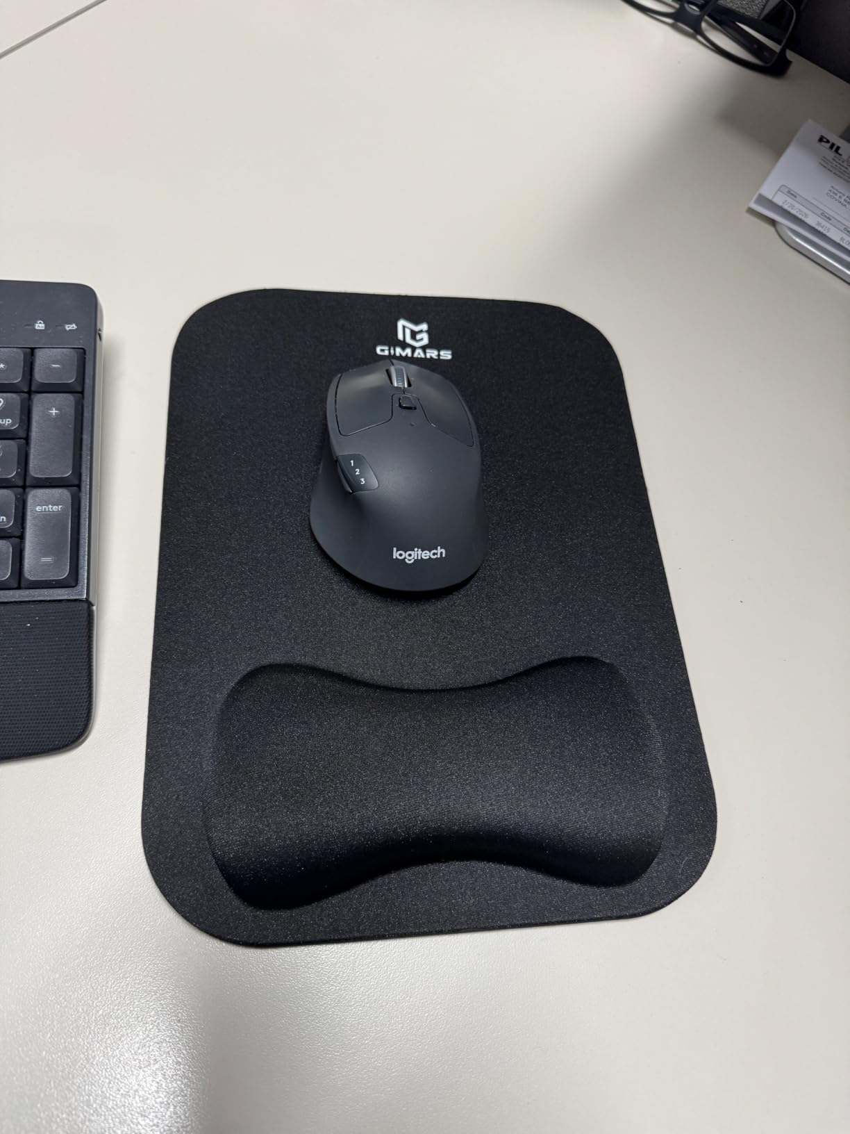 Gimars Elongate Smooth Lycra Fabric Ergonomic Mouse Pad Wrist Support, Gel Memory Foam Cushion Set Keyboard Wrist Rest Support, Pain Relieve for Computer, Laptop, Office, School, Home, Gaming, Black customer photo 2