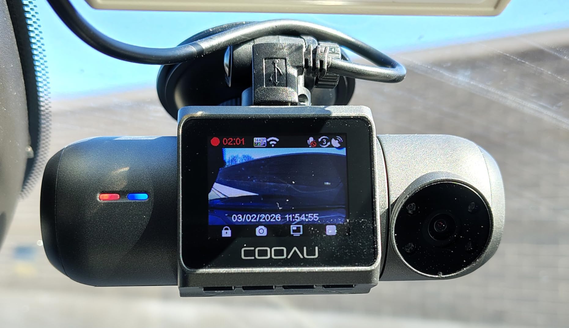 COOAU D30S 4K Dash Cam with GPS Wi-Fi, Front and Inside Dual 2.5K 1080P, Uber Car Camera with Infrared Night Vision, Supercapacitor, 4 IR LEDs, G-Sensor, Parking Mode, Loop Recording customer photo 2