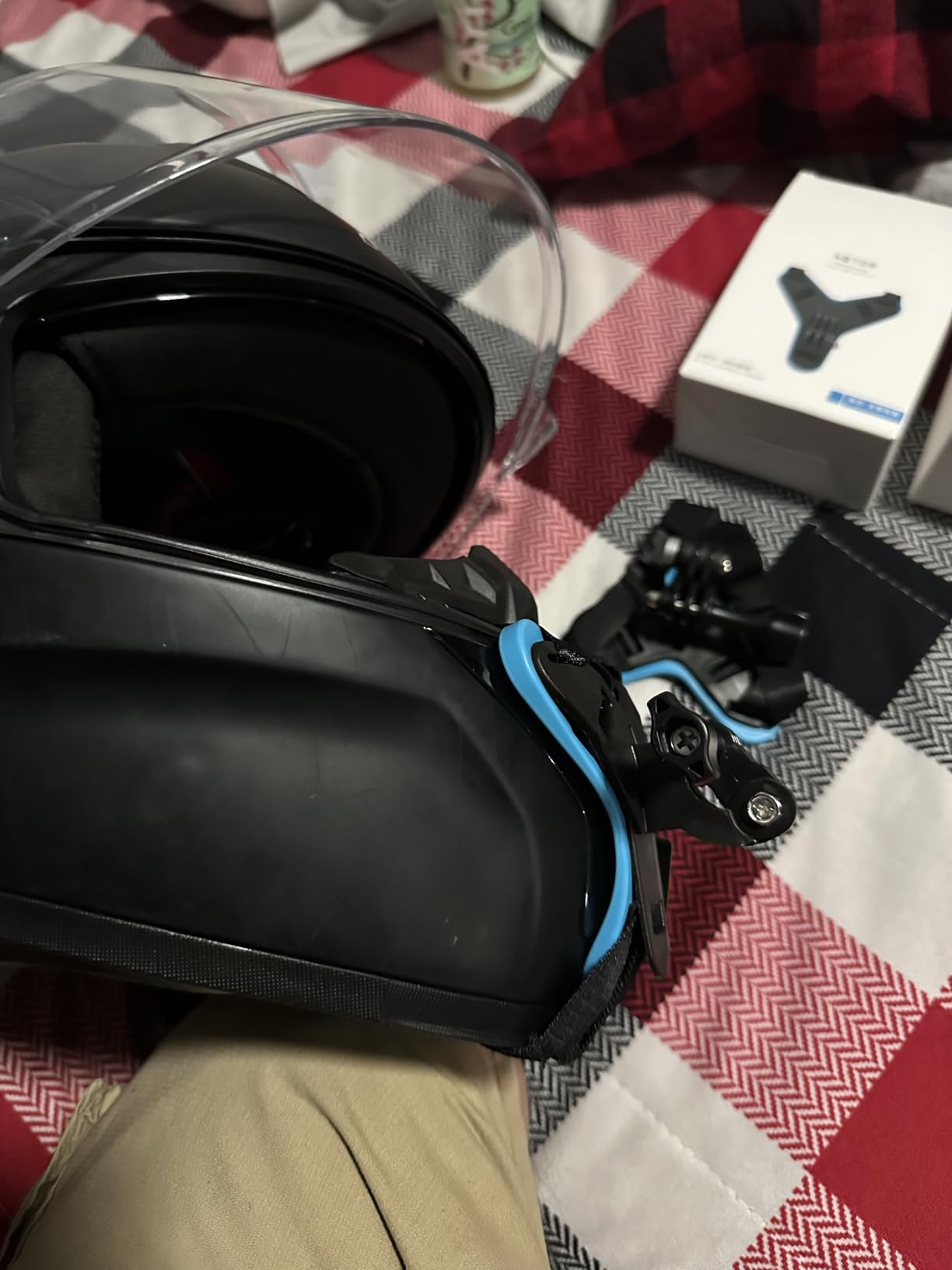 Motorcycle Helmet Chin Strap Mount for GoPro Hero 13/12/11/10/9/8/7/(2018)/6/5 Black,DJI Osmo Action 6/5 pro/4/3/2,Insta360 ONE R,AKASO/Campark/YI and More customer photo 1