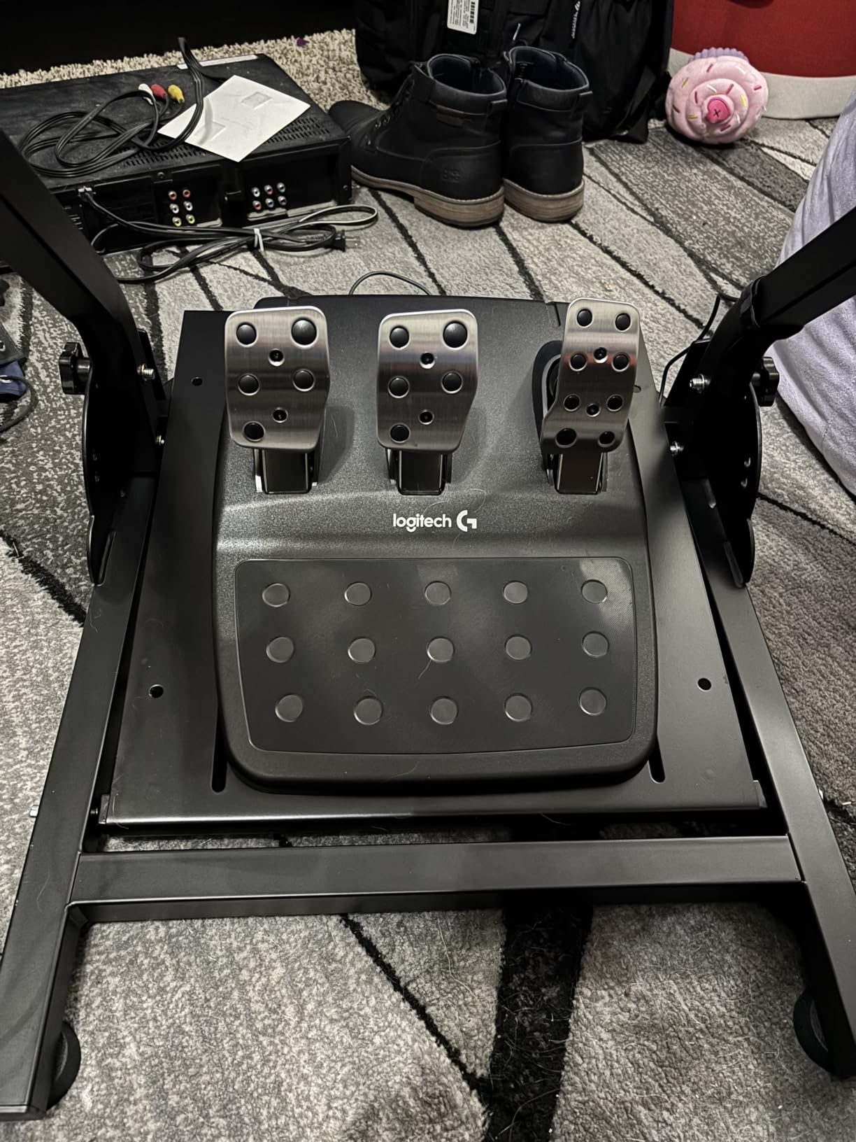 Racing Wheel Stand, Height Adjustable & Foldable Steering Wheal Stand Compatible with Logitech G25,G27,G29,G920 Gaming Cockpit customer photo 1