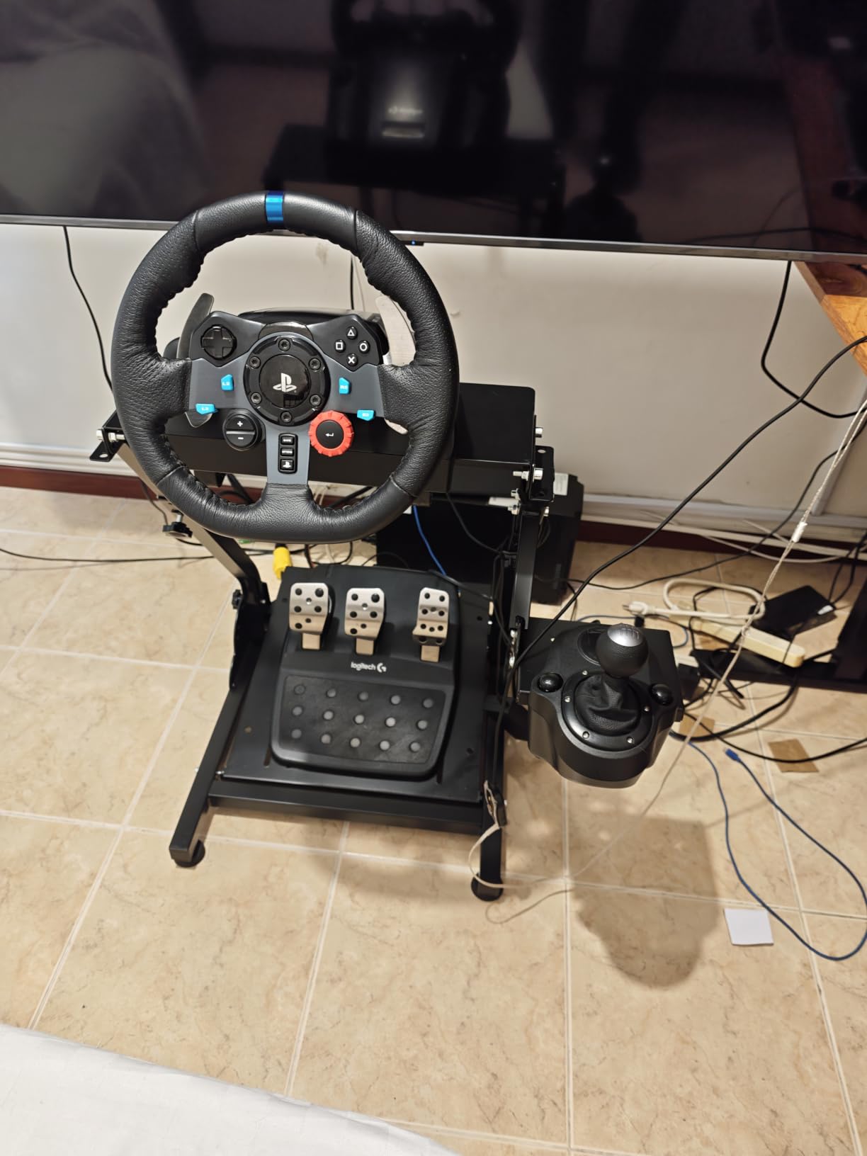 Racing Wheel Stand, Height Adjustable & Foldable Steering Wheal Stand Compatible with Logitech G25,G27,G29,G920 Gaming Cockpit customer photo 2