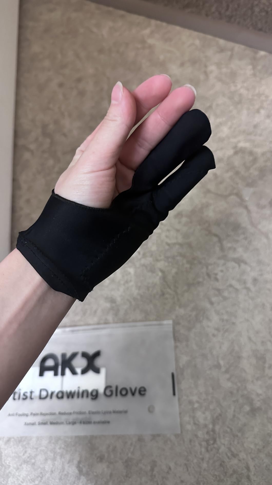 AKX Artist Glove, Palm Rejection Drawing Glove for Graphic Tablet, iPad - Smudge Guard, 2-Finger, Good for Left and Right Hand (Black, Small, 2 Pack) customer photo 1