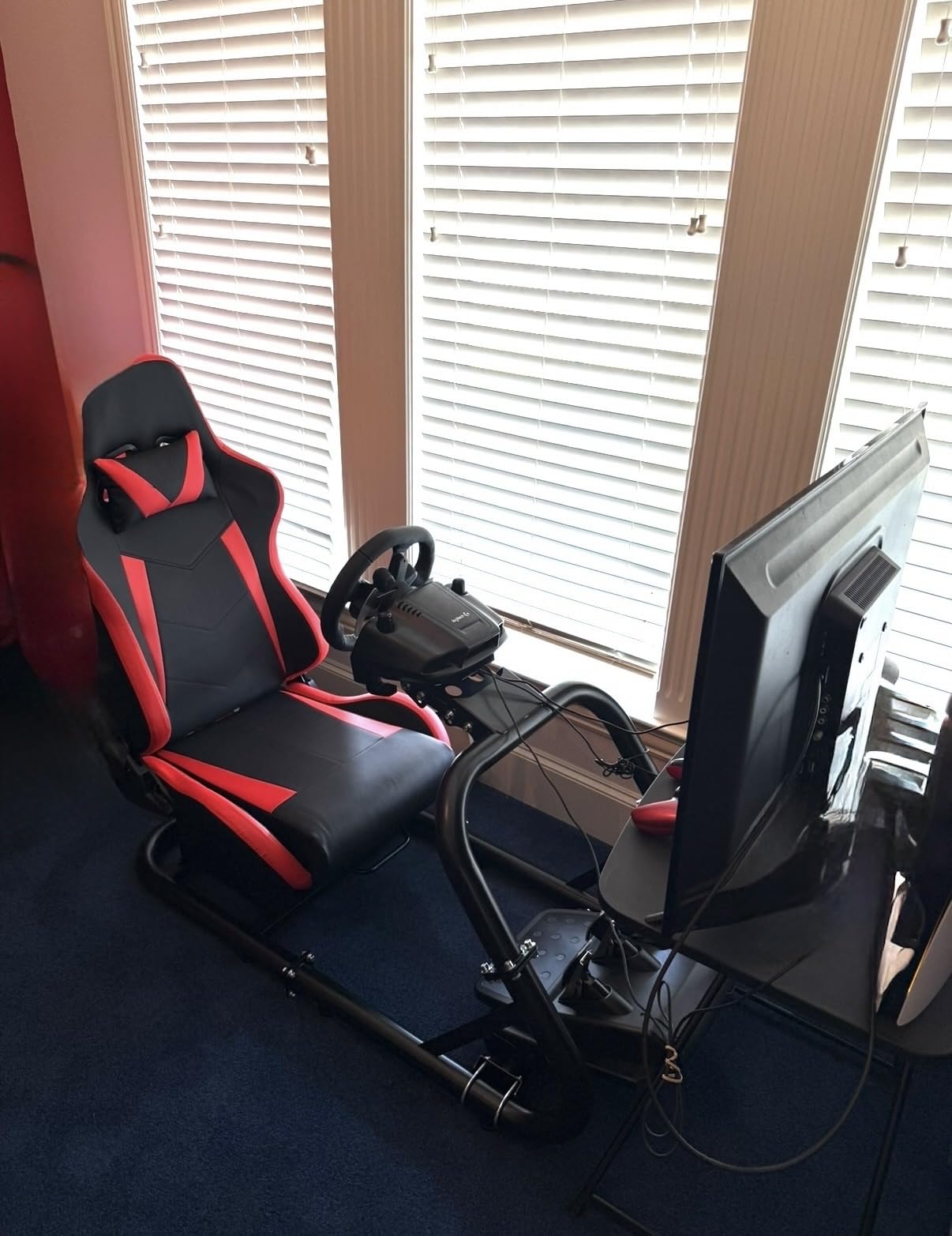 Marada Racing Simulator Cockpit with Red Seat Fit for 12Nm Direct Drive customer photo 2