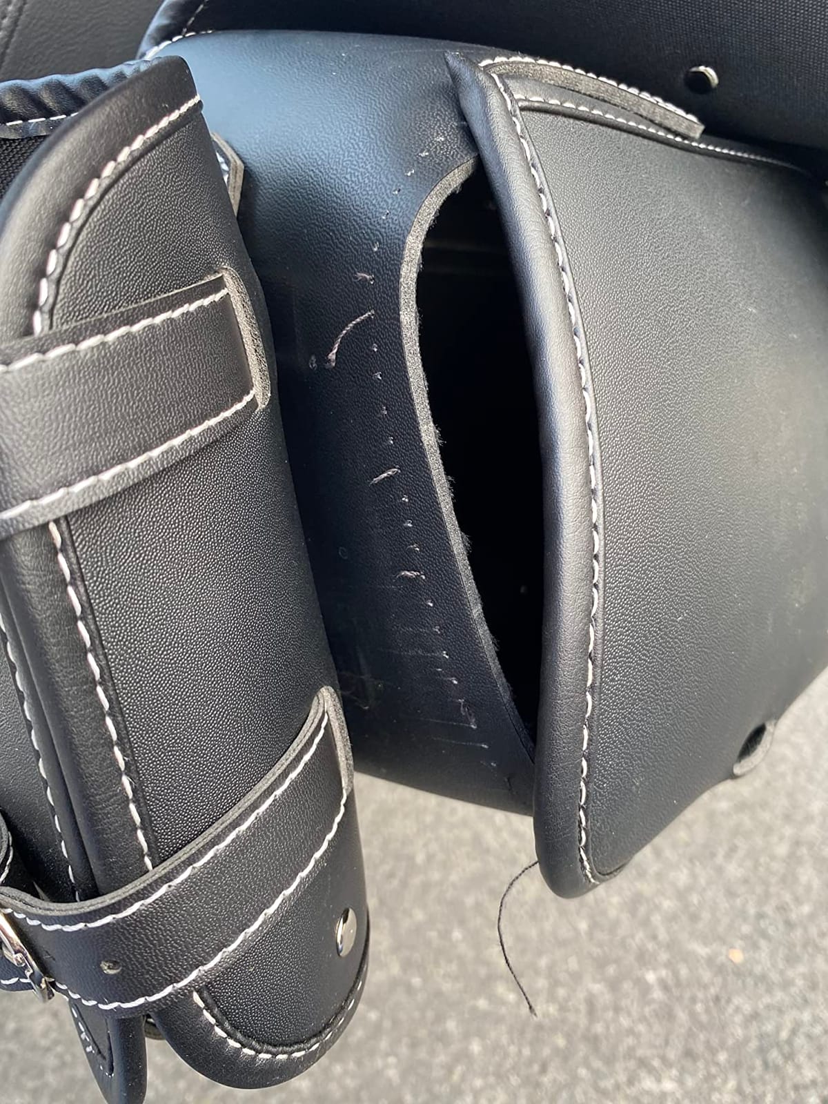 High-density Leather Motorcycle Saddlebags-Throw Over Saddle bags Panniers Side Bags with cup holder,Waterproof,Side Tool Bag,Storage Tool Bag for Motorbike,Universal,1Pair, M (Black2) customer photo 2