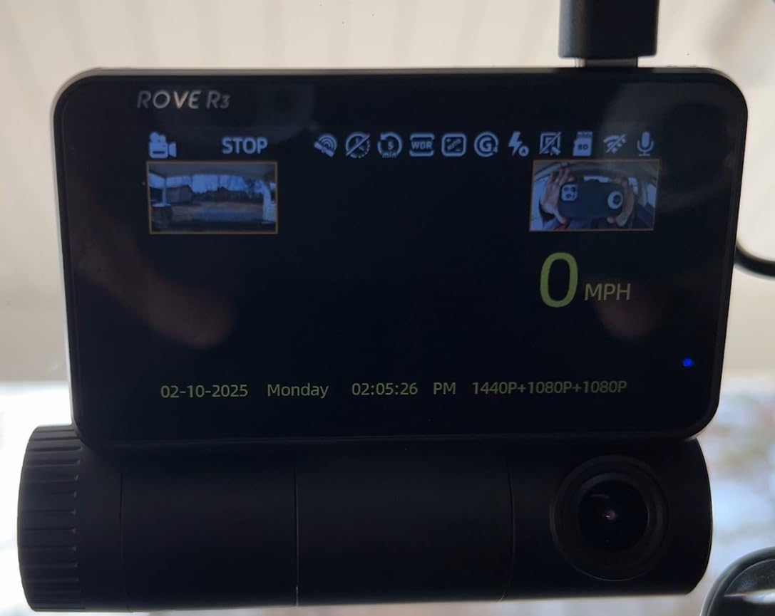 ROVE R3 3 Channel Dash Cam Front and Rear with Cabin, 3in IPS Touch Screen customer photo 2