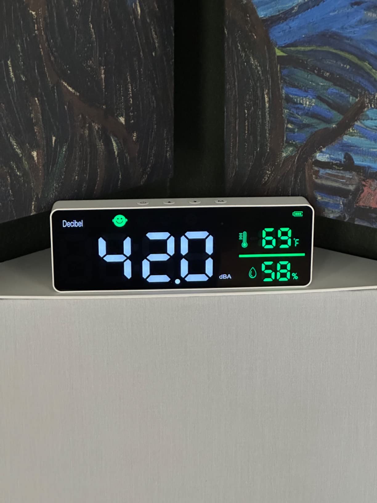 Decibel Meter Wall Hanging Sound Level Meter 11 inch Large LED Display Noise Temperature Humidity Meter with Alarm Icons Indicator Wide Applications for Classroom, Studio, Home, Factory customer photo 2