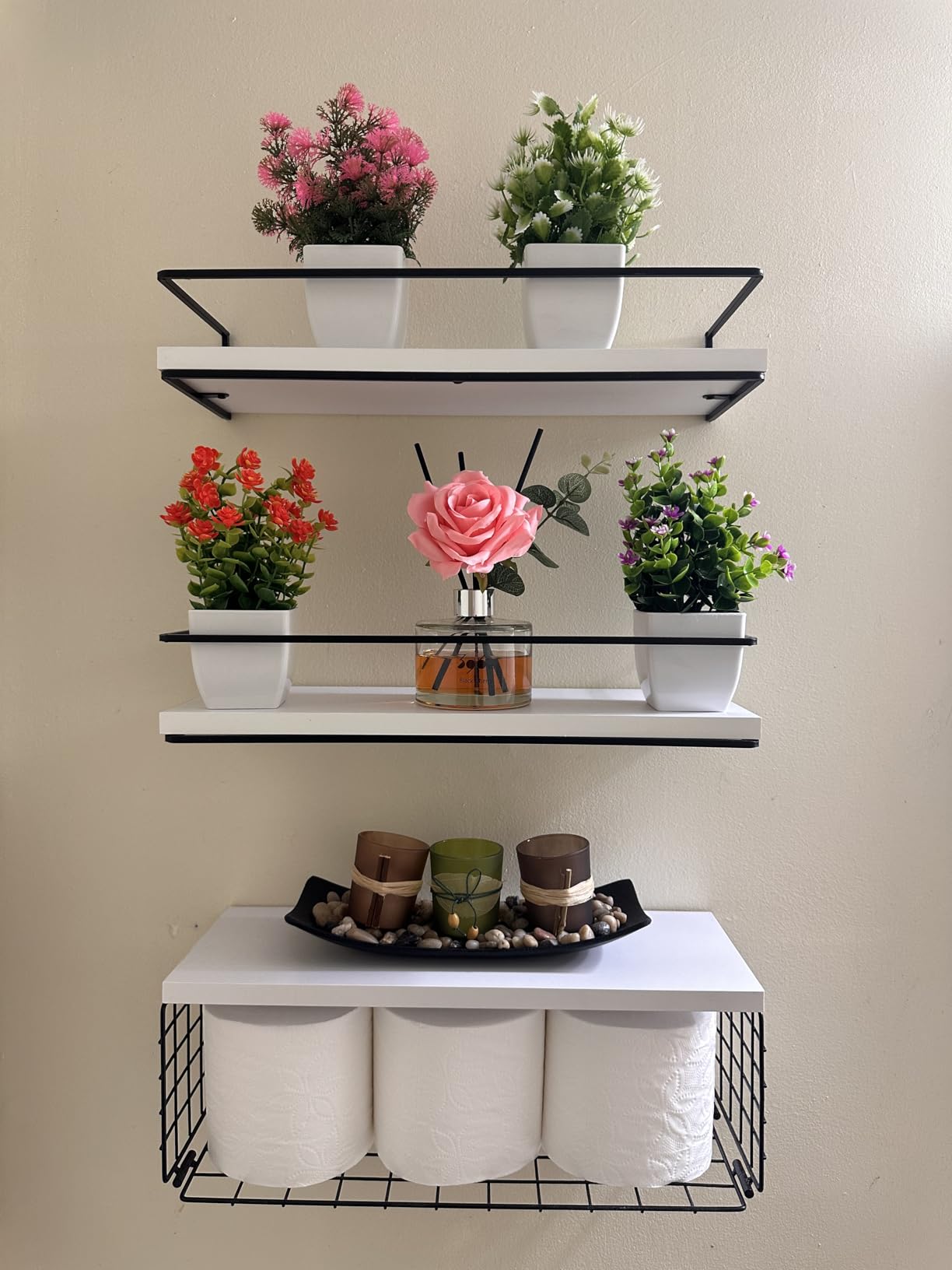 Yoratee 6 Pack Small Artificial Flower Potted Plants, Mini Faux Flowers in Pots Colorful Fake Plants for Indoor Bathroom Office Desk Tabletop Windowsill and House Shelf Decorations customer photo 2
