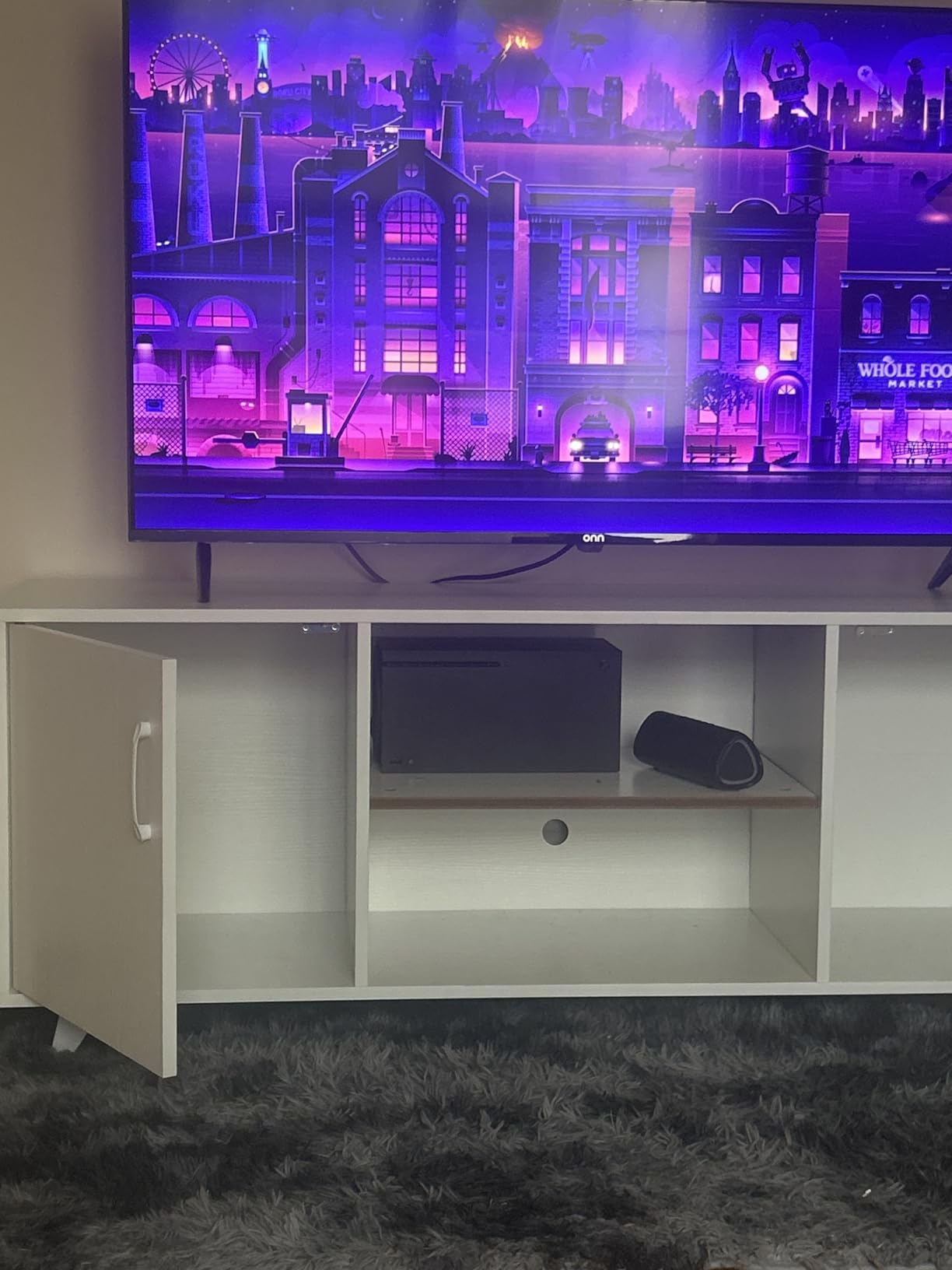 Panana TV Stand, Moden 6 Cubby TV Stand for 75 inch TV, Farmhouse Television Stands Entertainment Center Media Stand with Storage TV Table Stand for Living Room customer photo 1