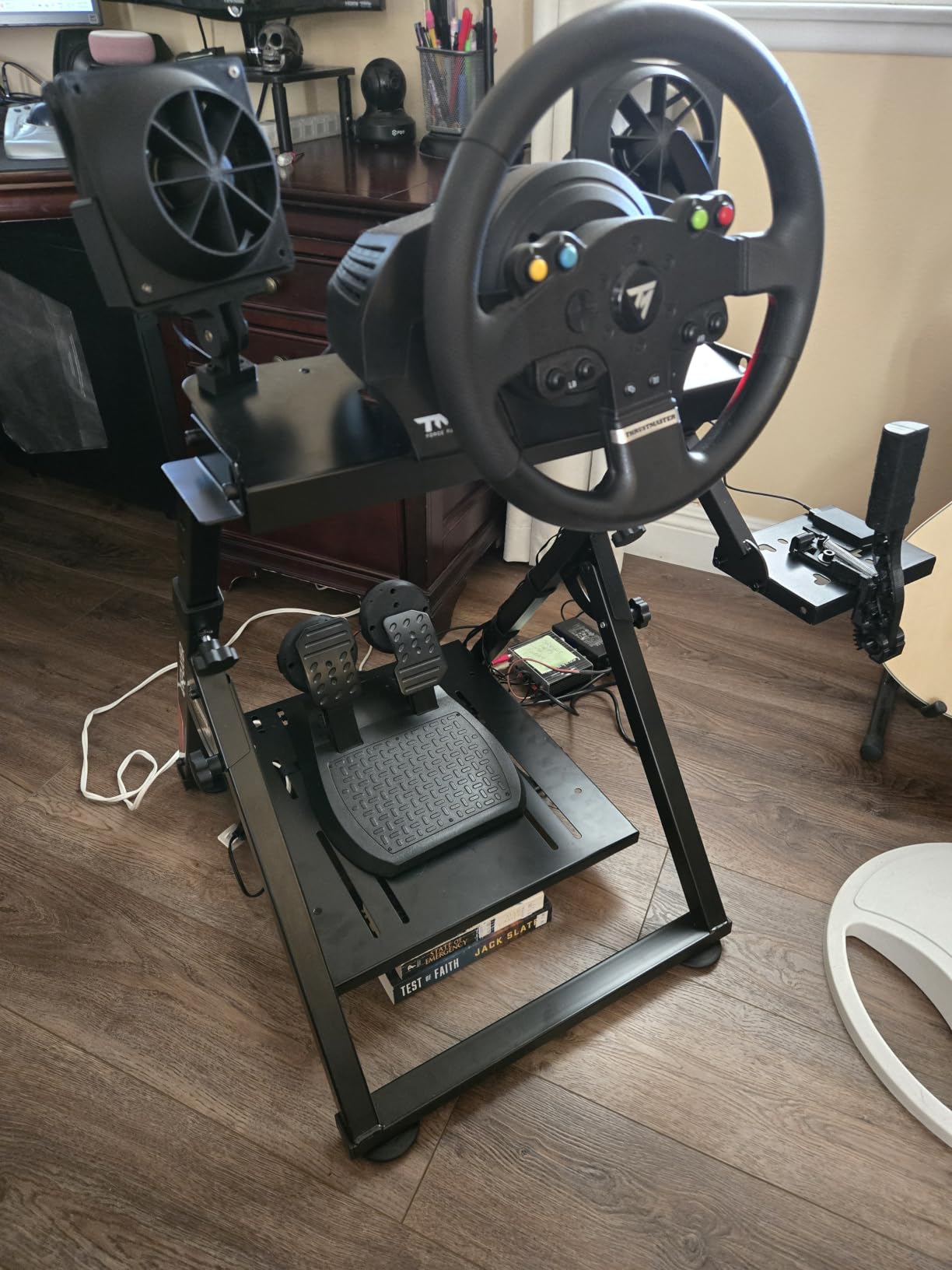 GTPLAYER Sim Racing Wheel Stand Simulator Cockpit Wheel Stand Racing Steering Shifter Mount fit for Logitech G25 G27 G29 G920 G923 Thrustmaster T330TS Gaming Stand Wheel Pedals NOT Included, Black customer photo 2