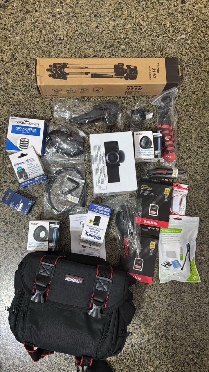 Sony ZV-E10 Mirrorless Camera with 16-50mm Lens, 128GB Extreem Speed Memory,.43 Wide Angle & 2X Lenses, Case. Tripod, Filters, Hood, Grip,Spare Battery & Charger, Editing Software Kit -Deluxe Bundle customer photo 1