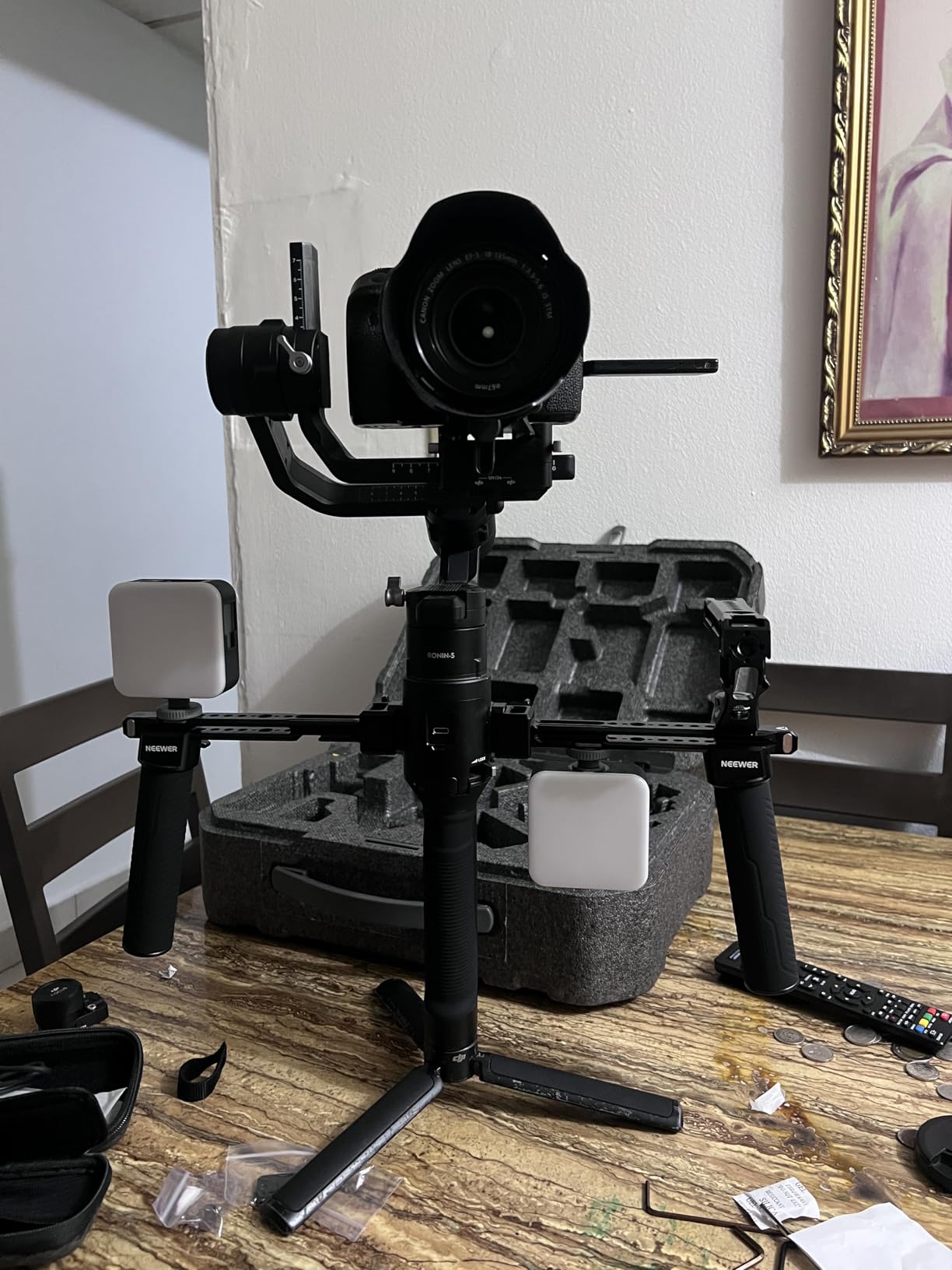 NEEWER Dual Handgrip Compatible with DJI RS5 RS4 RS4 Pro RS3 RS3 Pro RS2 RSC2 Ronin S SC Gimbal, Dual Handle Kit with 2 Mini NATO Rails, Quick Release NATO Clamps, 1/4
