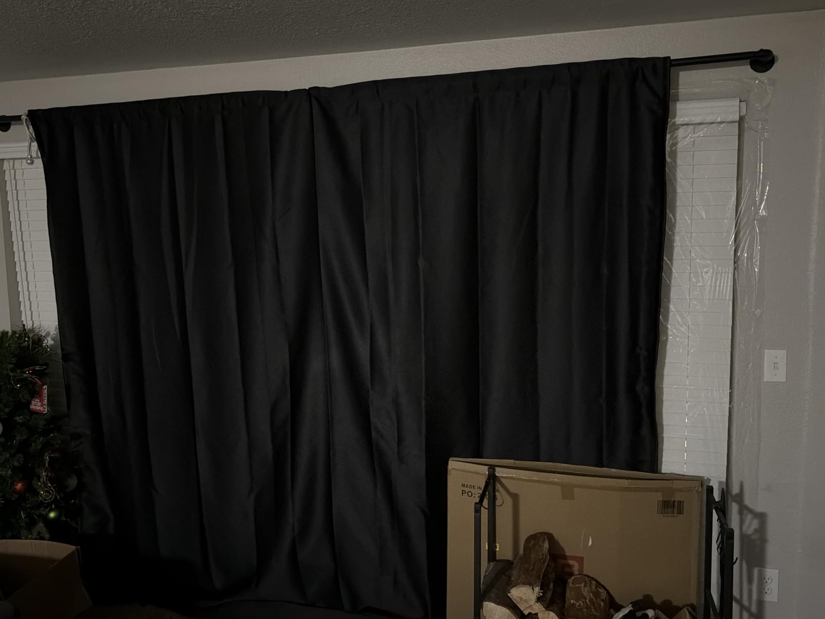 MaKefeile Room Divider Curtains Total Blackout Privacy Curtain Panel Room Thermal Insulated Noise Reduction Curtains for Bedroom Window Living Room Ceiling Track Curtain W 8.3 ft × H 7 ft Black customer photo 1