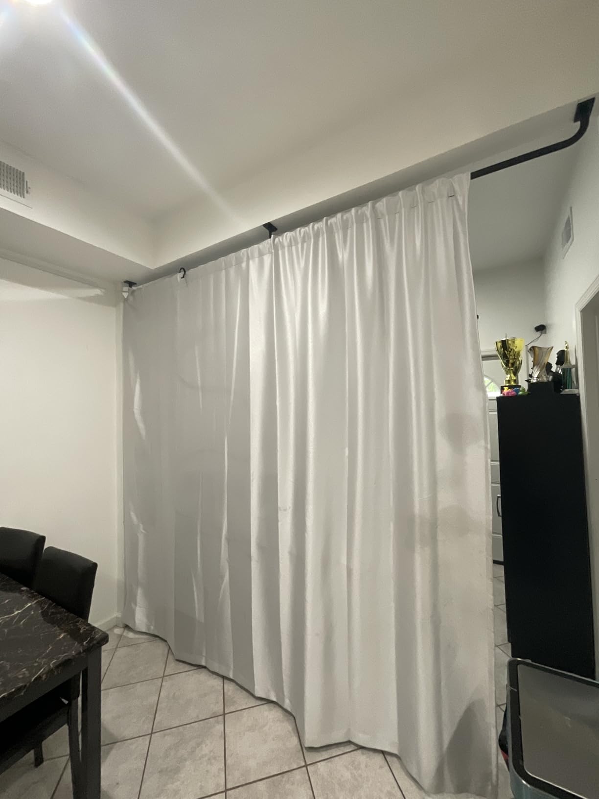 MaKefeile Room Divider Curtains Total Blackout Privacy Curtain Panel Room Thermal Insulated Noise Reduction Curtains for Bedroom Window Living Room Ceiling Track Curtain W 8.3 ft × H 7 ft Black customer photo 2
