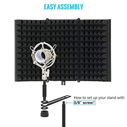 TONOR Isolation Shield Pack for Mic, Acoustic Foam Shield with Pop Filter & Tripod Stand, Foldable Design, Compatible with Blue Yeti, AT2020, Recording, Podcasts, Singing, Max 70 inch, Stand Included customer photo 1