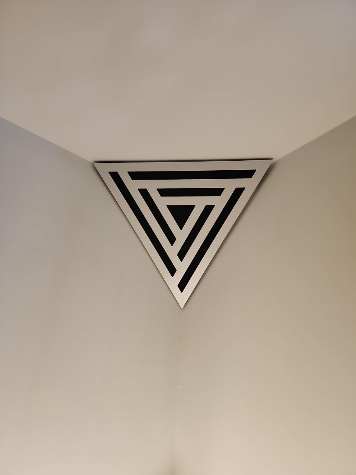 (2 Pack) — Sound Absorption-Diffuse Ceiling Corner Bass Trap «Triangle-TRI» Acoustic Foam with Perforated Laminated HDF Plate | 42x42x42cm | Triangular Pyramid | Color: (TRI, White) customer photo 1