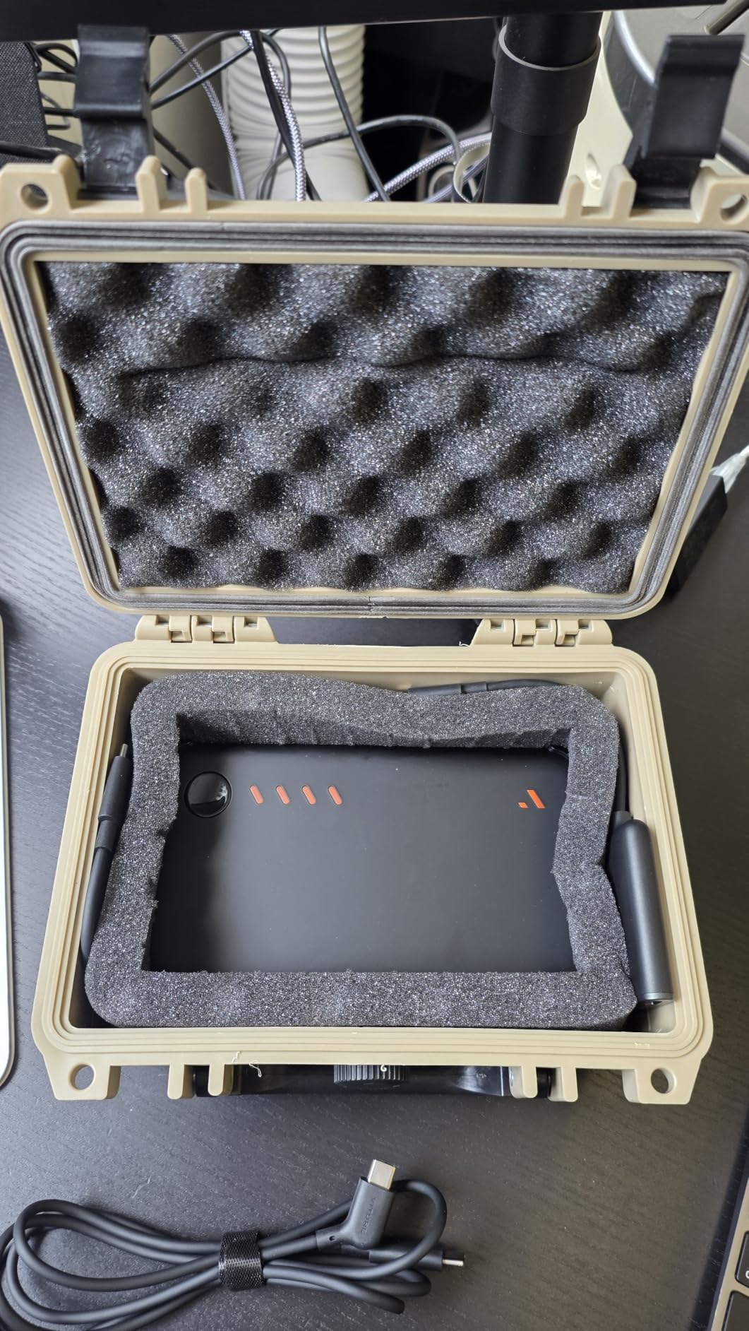 MEIJIA IP67 waterproof hard compact case,Customizable Fit Foam,8.12”x6.56”x 3.56”,Fit Use of Drones, Cameras,Equipments,lens (Desert Tan) customer photo 1