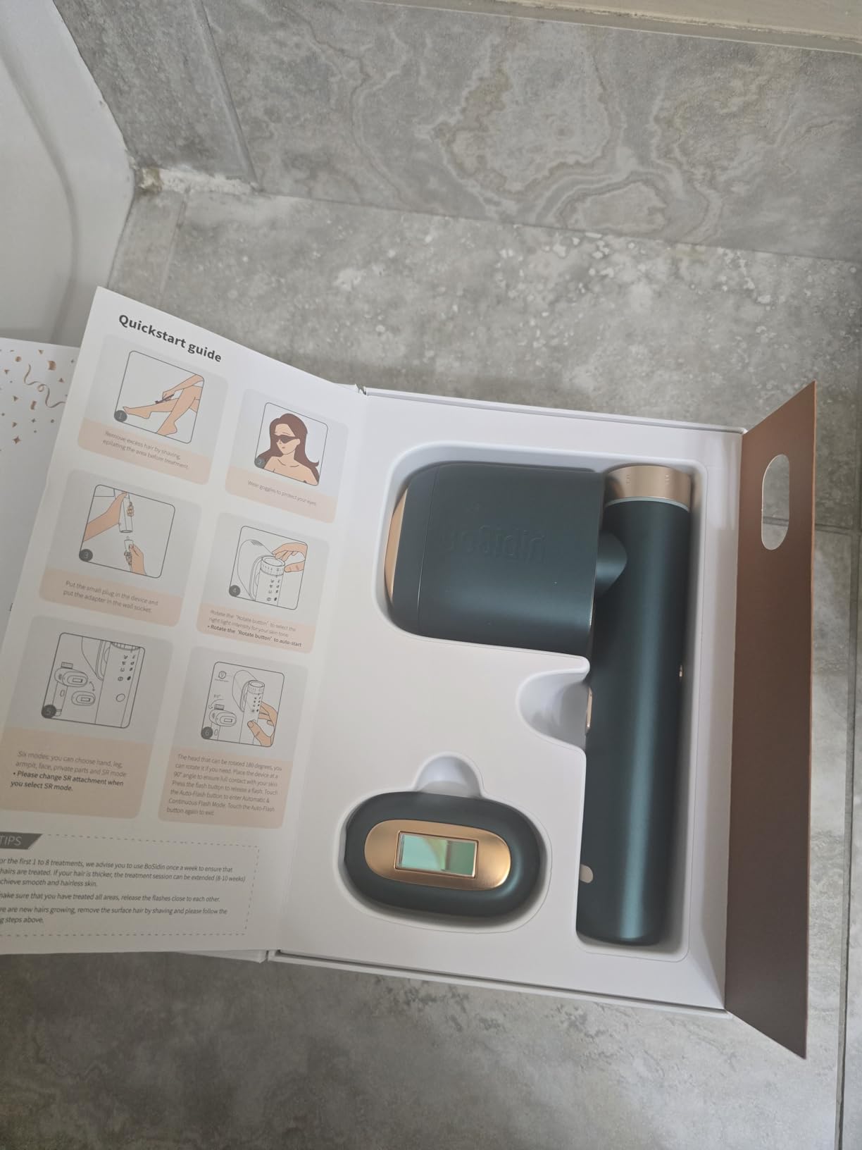 Laser Hair Removal, BoSidin IPL Hair Removal with Painless Ice-Cooling, 2-in-1 Face SR Rejuvenation, 6+1 Modes, 6 Levels Hair Removal for Women Permanent, Laser Hair Removal Kit with Shaver, Goggles customer photo 2