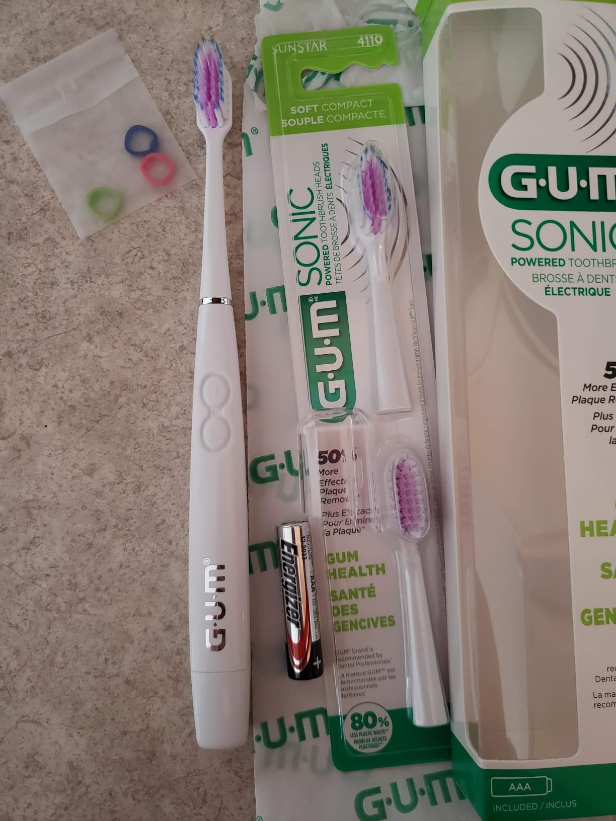 GUM Sonic Powered Toothbrush, White, 1 Handle + 2 Refills customer photo 2