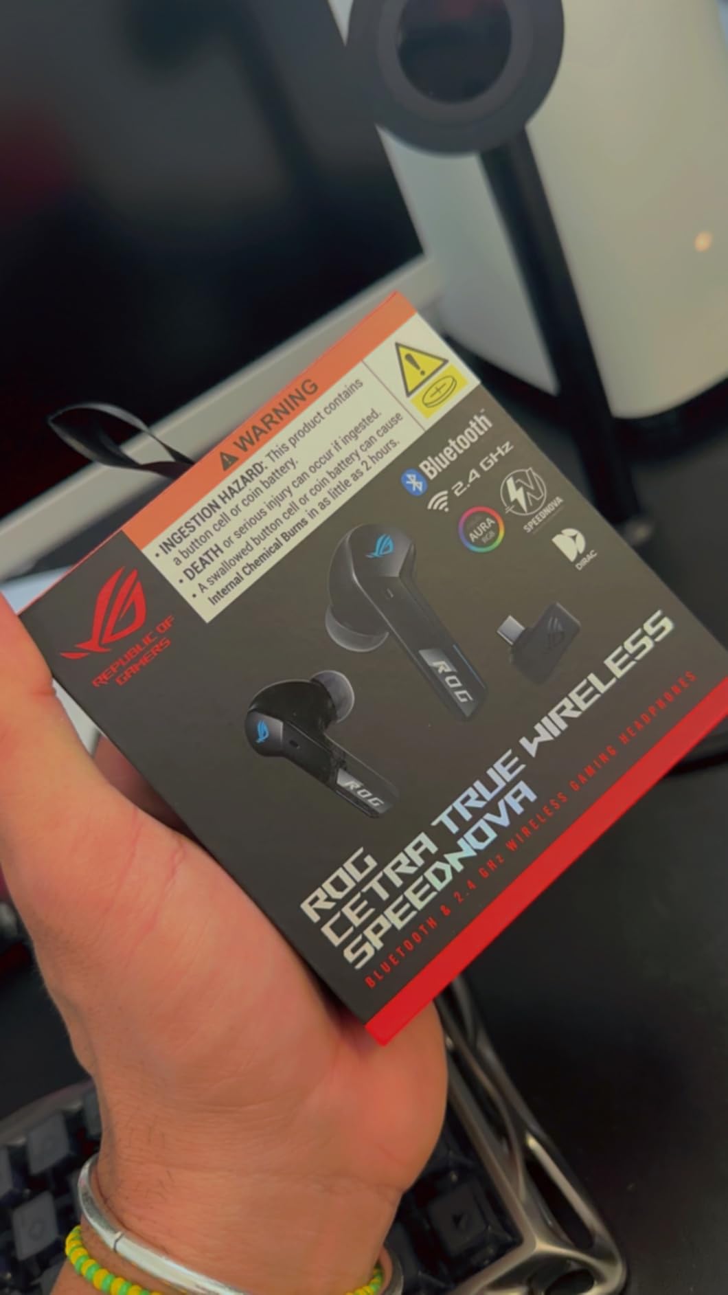 ASUS ROG Cetra True Wireless SpeedNova Gaming Earbuds – Dual-Mode (BT, 2.4GHz), Dirac Opteo, Bone-Conduction AI Mic, Adaptive ANC, 46Hr Battery, for PC, PS5, PS4, Switch, Mobile, ROG Ally/X - Black customer photo 2