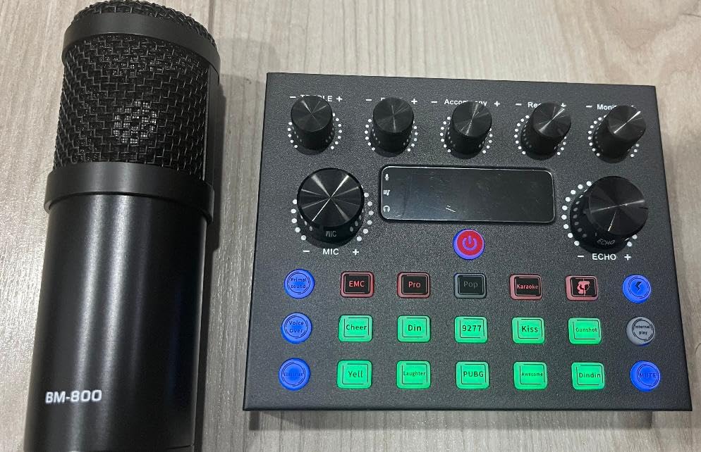 Podcast Equipment Bundle For 2, ALPOWL Audio Interface with Cardioid Designer BM800 Mic for Gamer and All-In-One DJ Mixer, perfect for Live Streaming, Singing, YouTube, Gaming customer photo 2