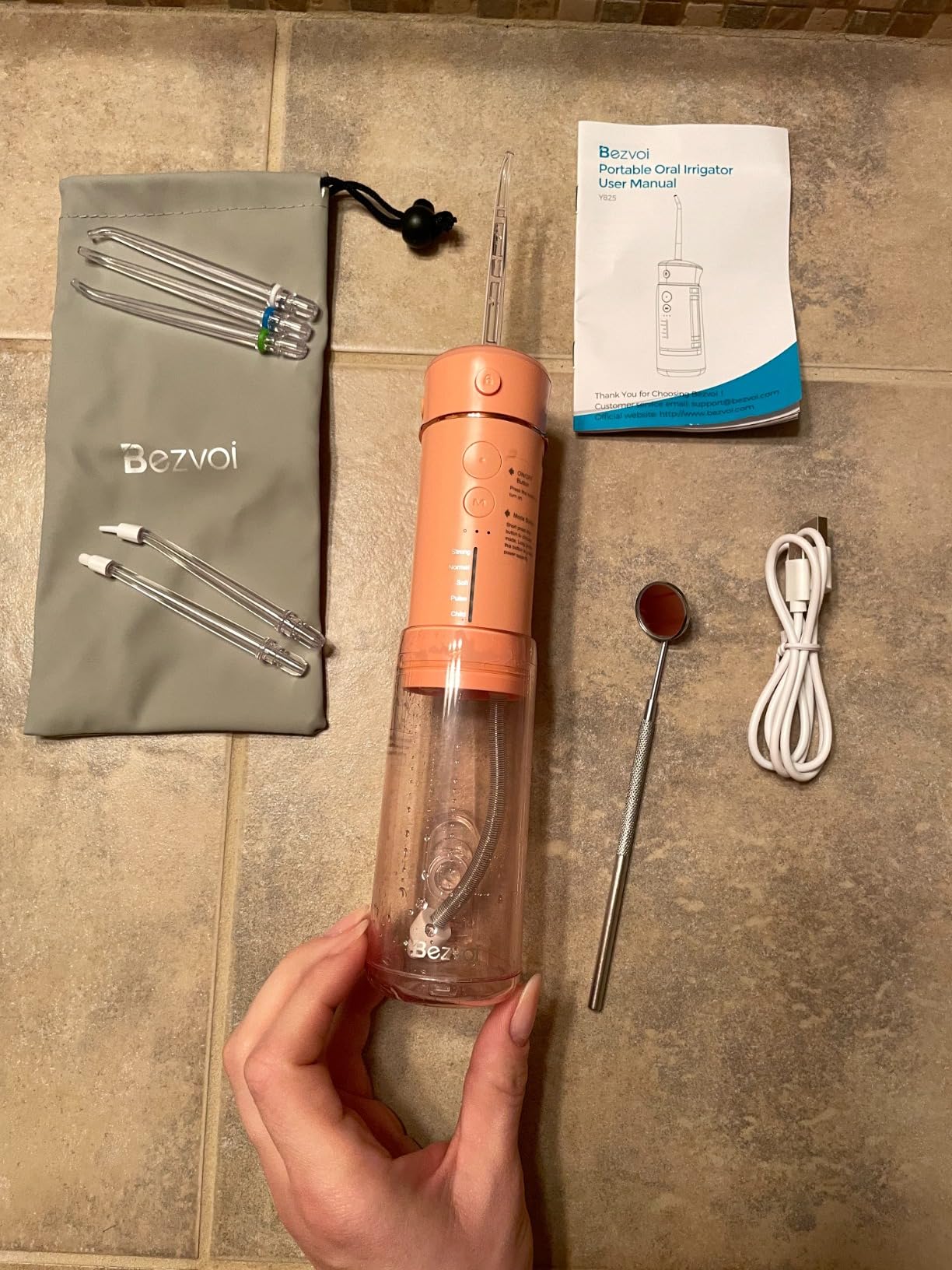 Bezvoi Mini Portable Water Flosser for Travel, 5 Modes Dental Floss, 6 Tips customer photo 1